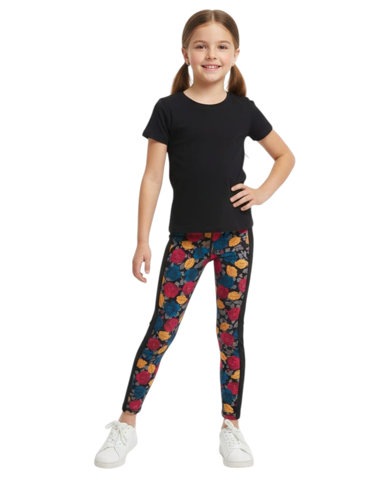 Kids Girl's Floral Printed Legging,Black