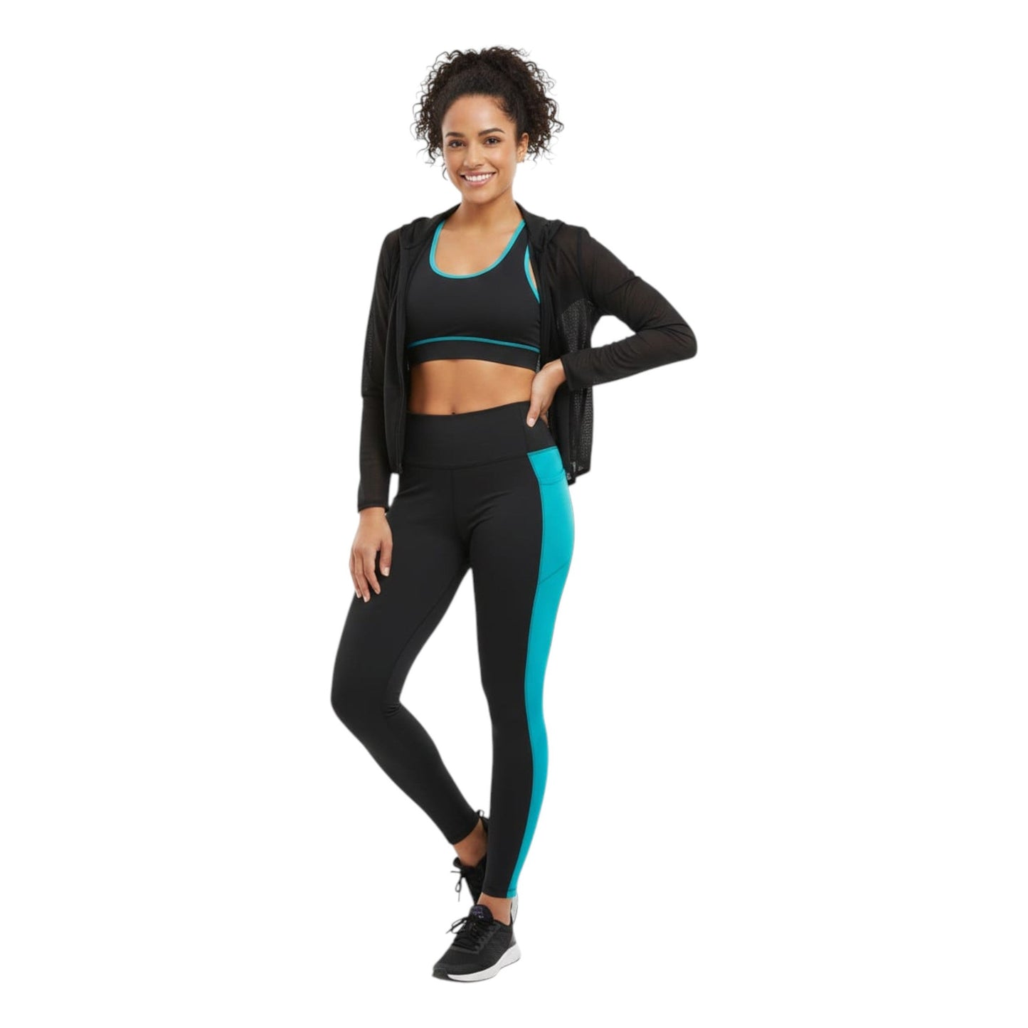 Women's Colorblocked Legging,Black/Blue