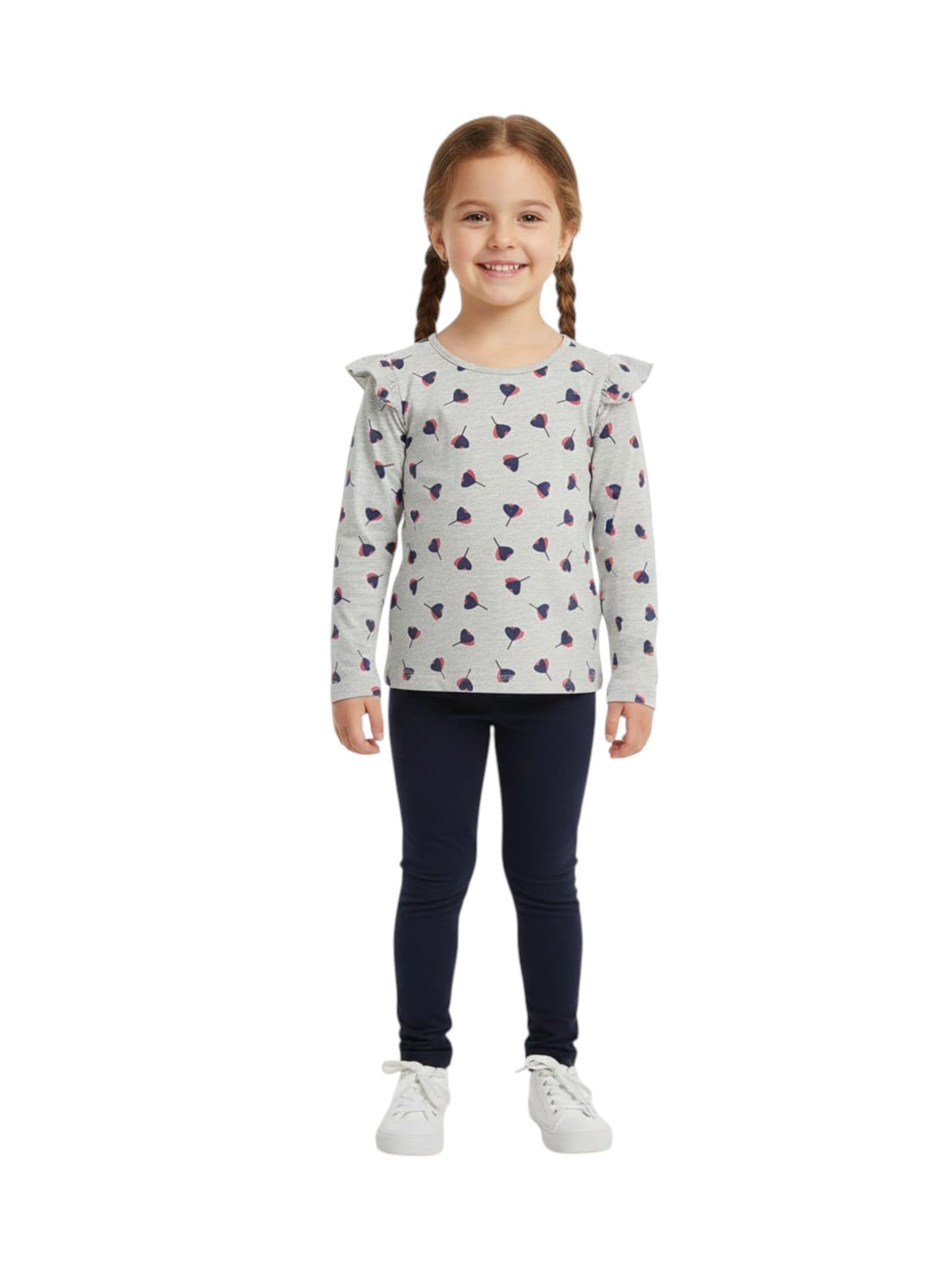 Kids Girl's Printed Top,Light Grey