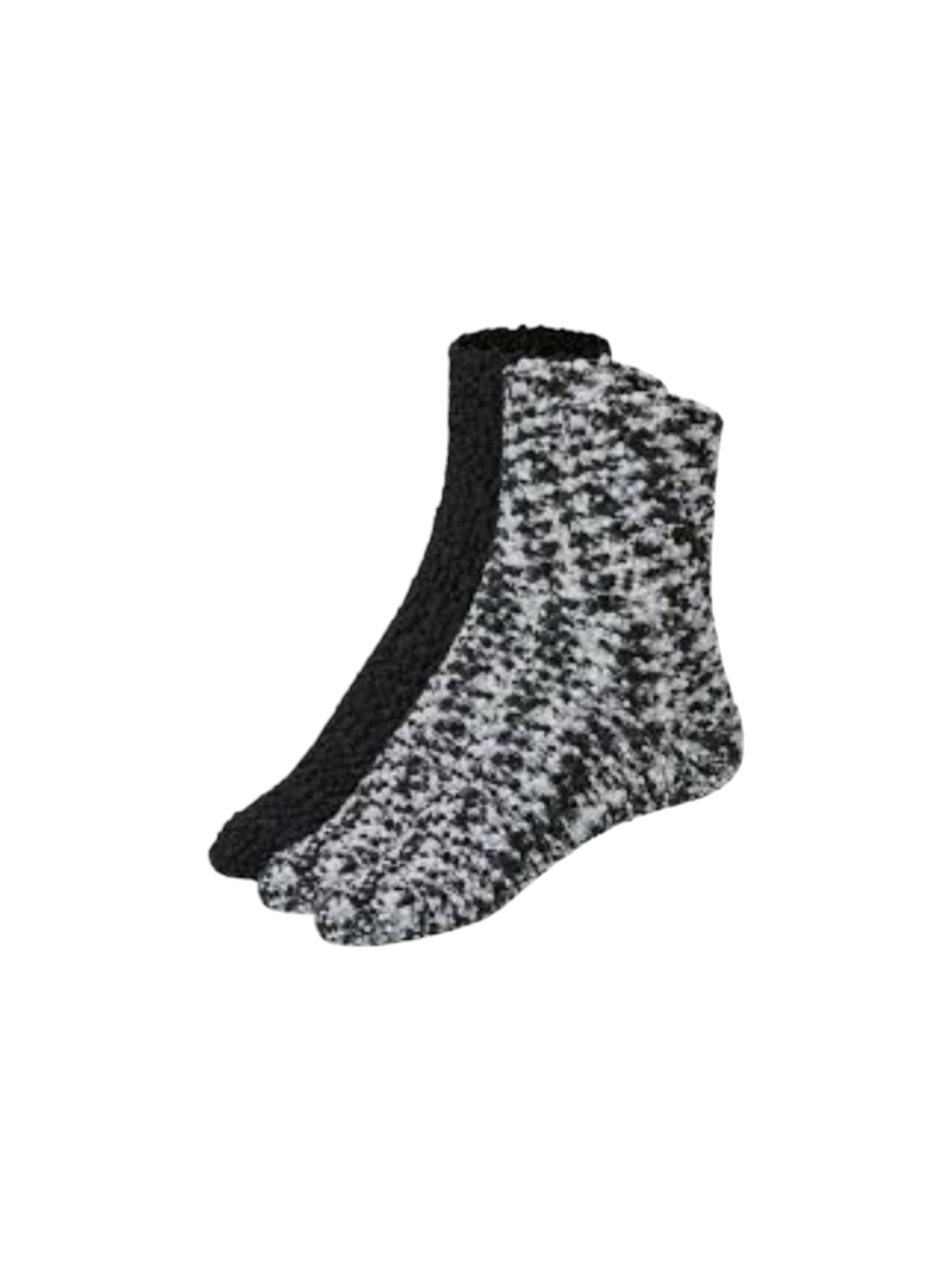 Women's Knitted Socks Set 2Pieces,Black/White