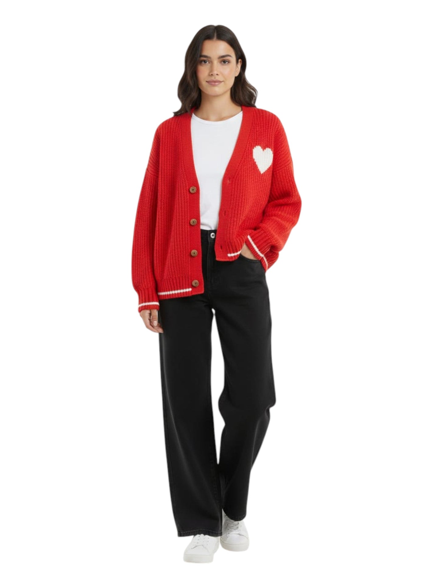 Women's Knitted Top Cardigan,Red