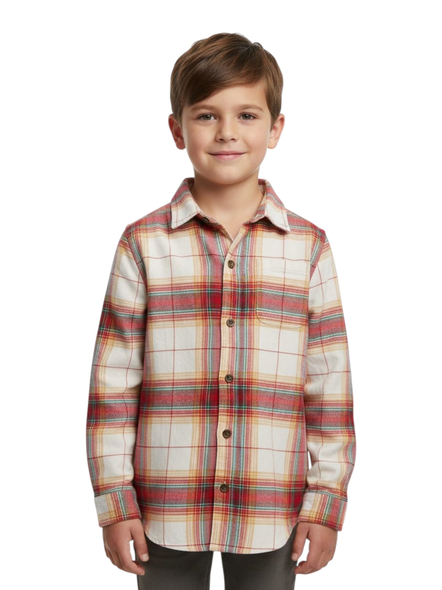Kids Boy's Plaid Dress Shirt,Multi