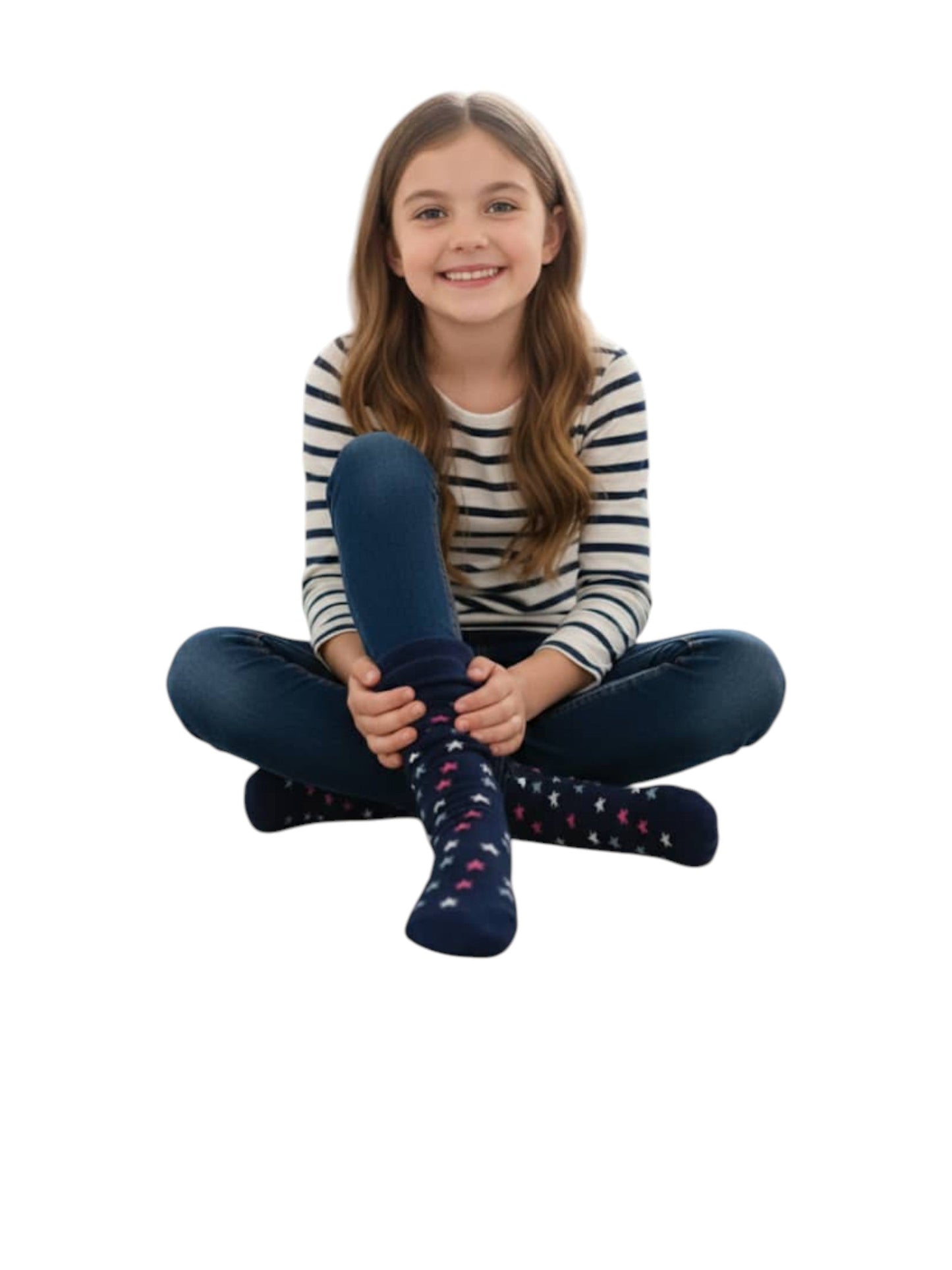 Kids Girl's Printed Knitted Socks,Navy