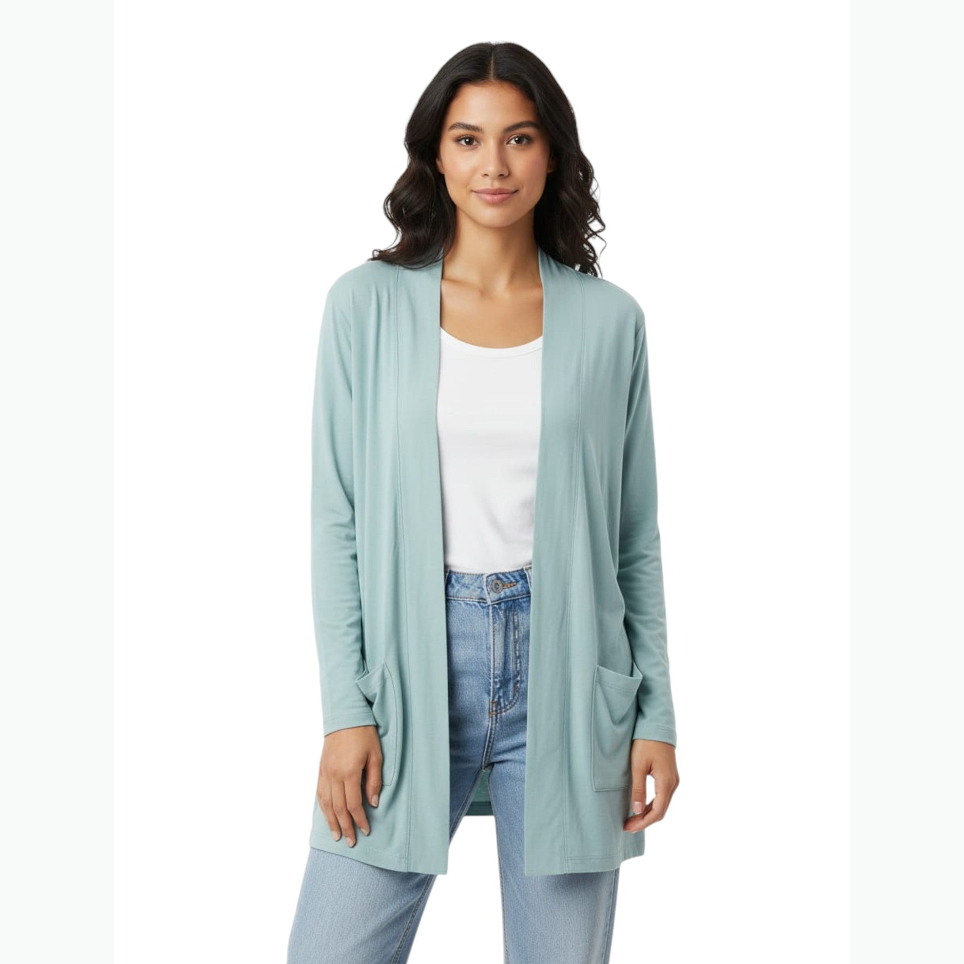 Women's Plain Top Cardigan,Aqua