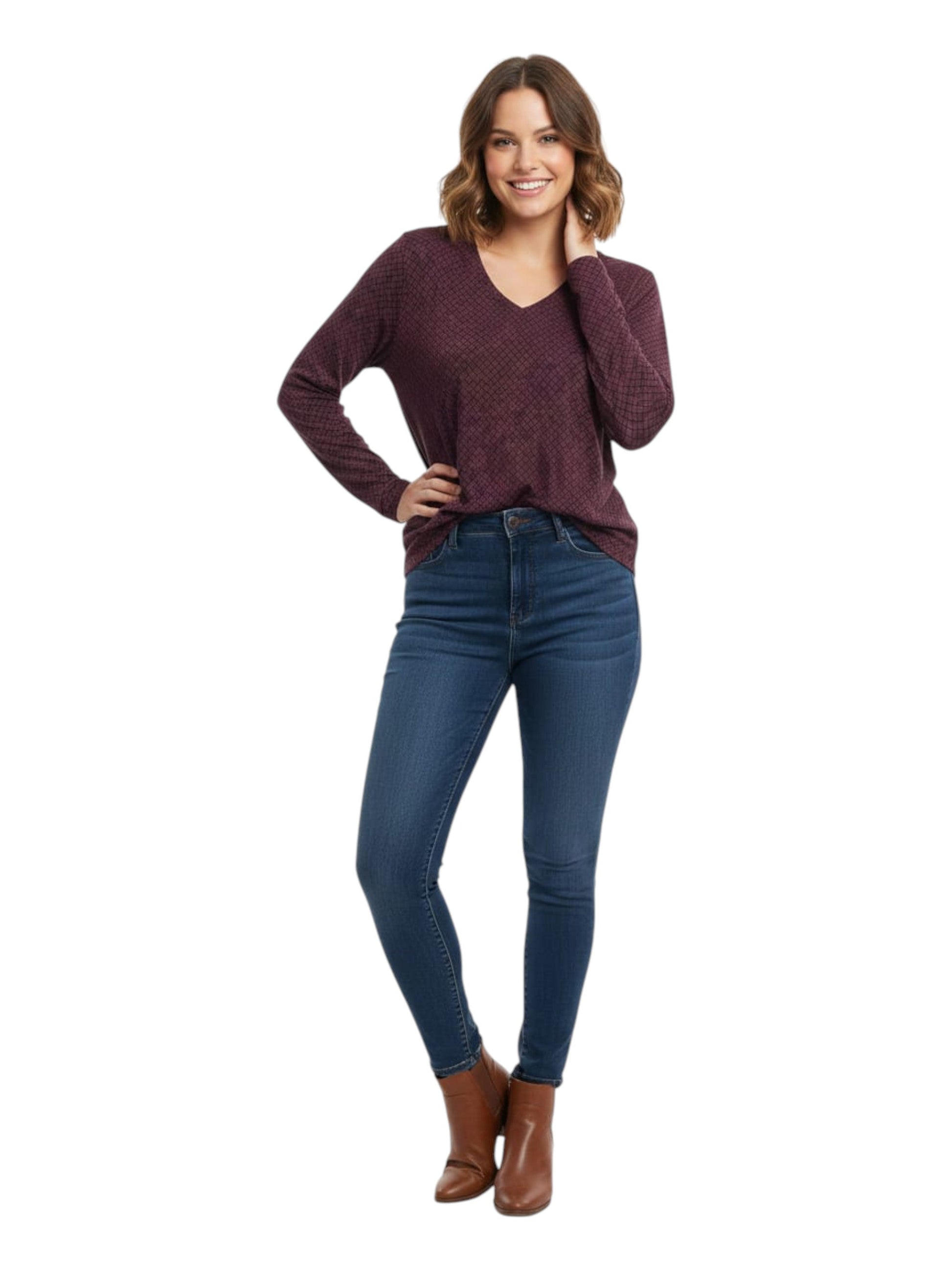 Women's Printed Top,Dark Purple