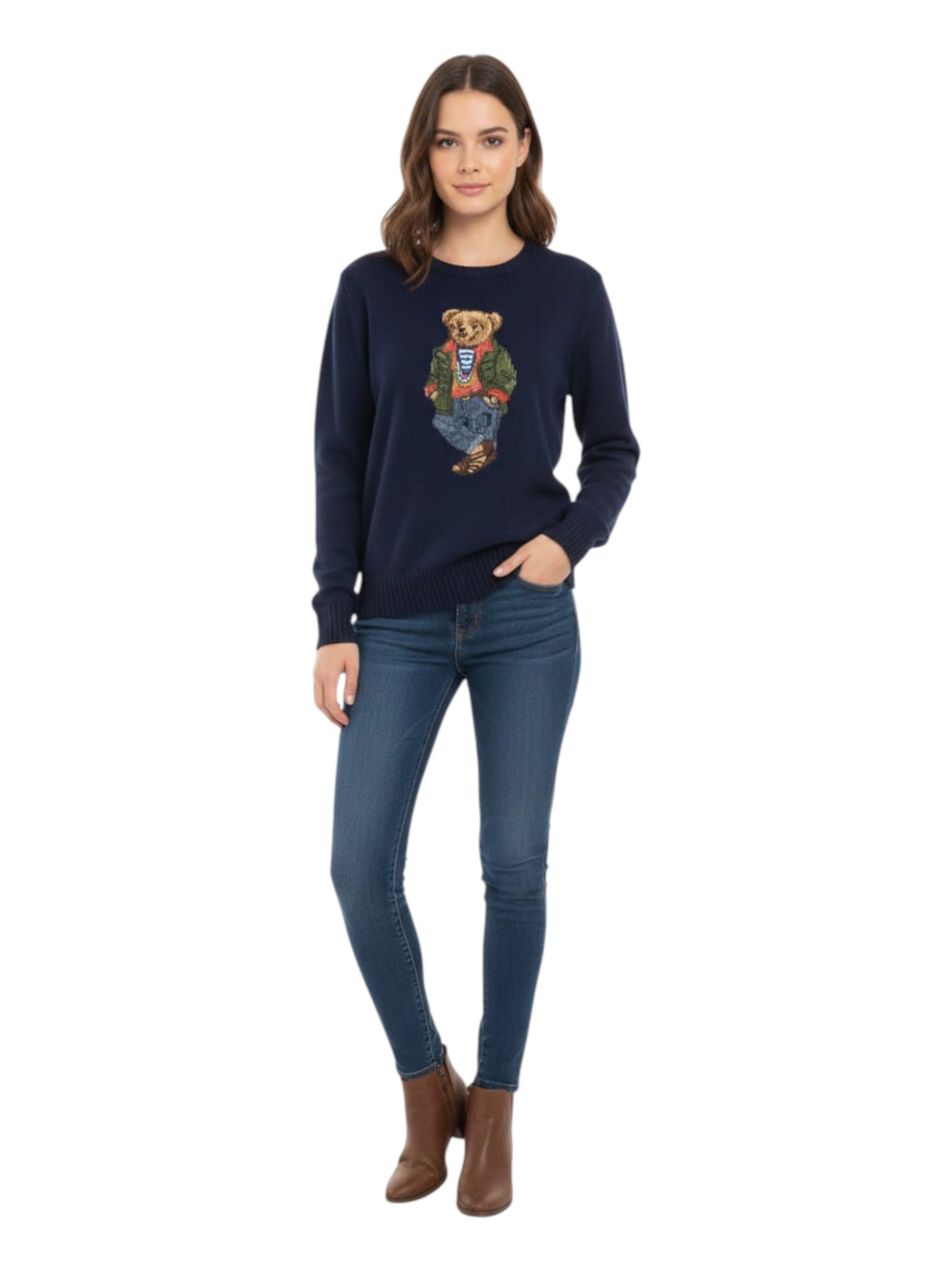 Women's Graphic Printed Sweaters,Navy
