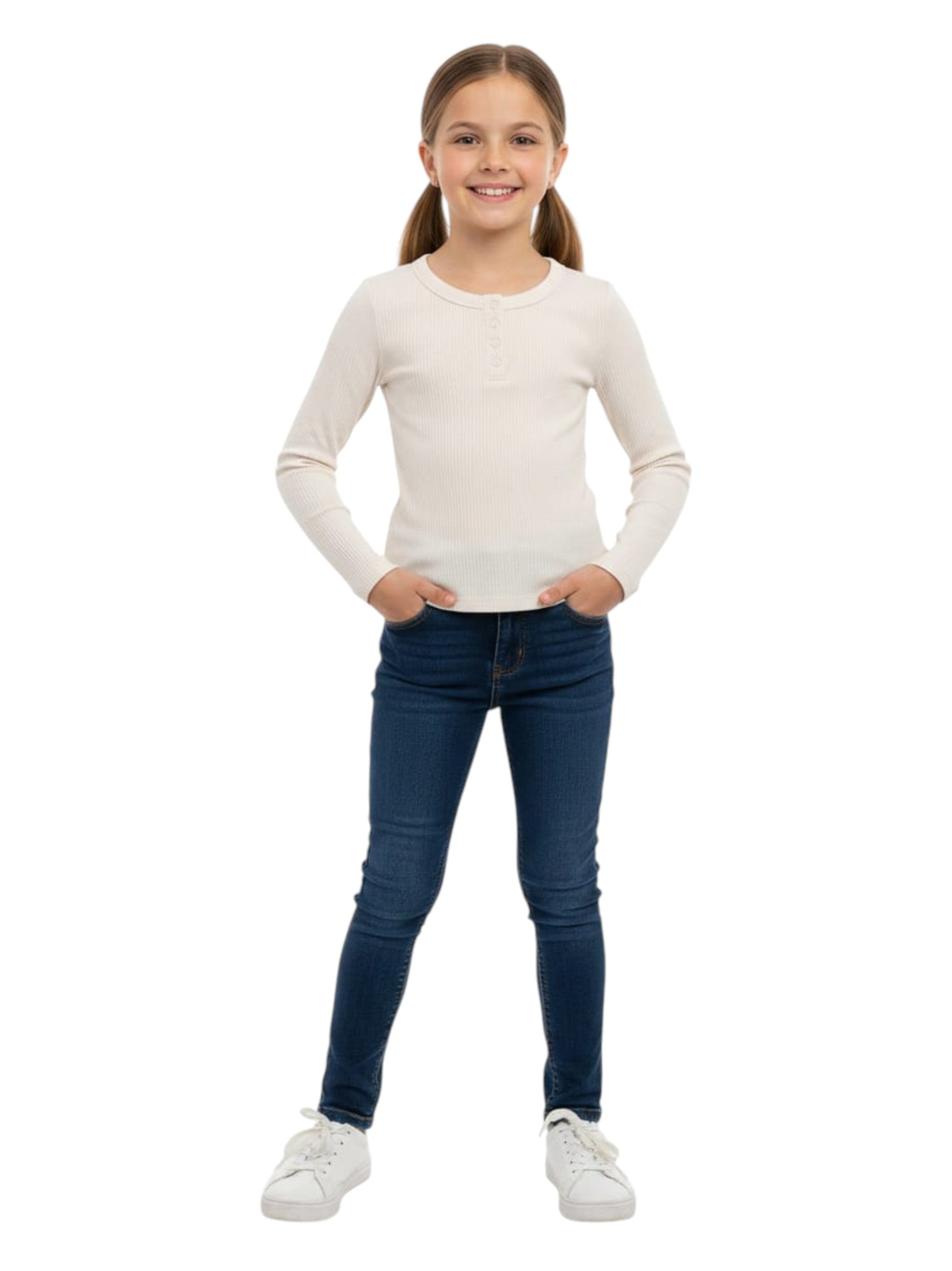 Kids Girl's Ribbed Top,Off White