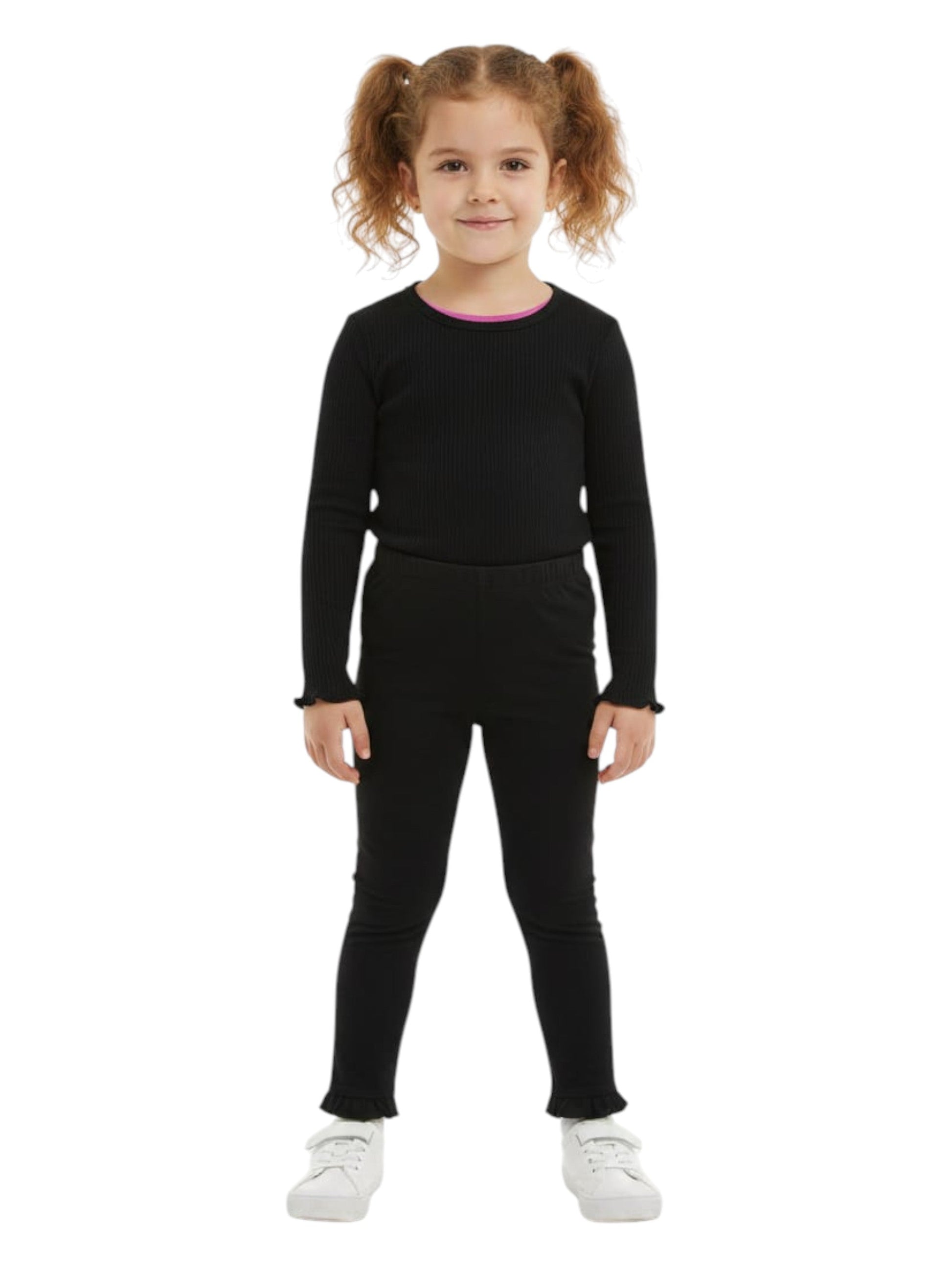 Kids Girl's Ribbed Top,Black