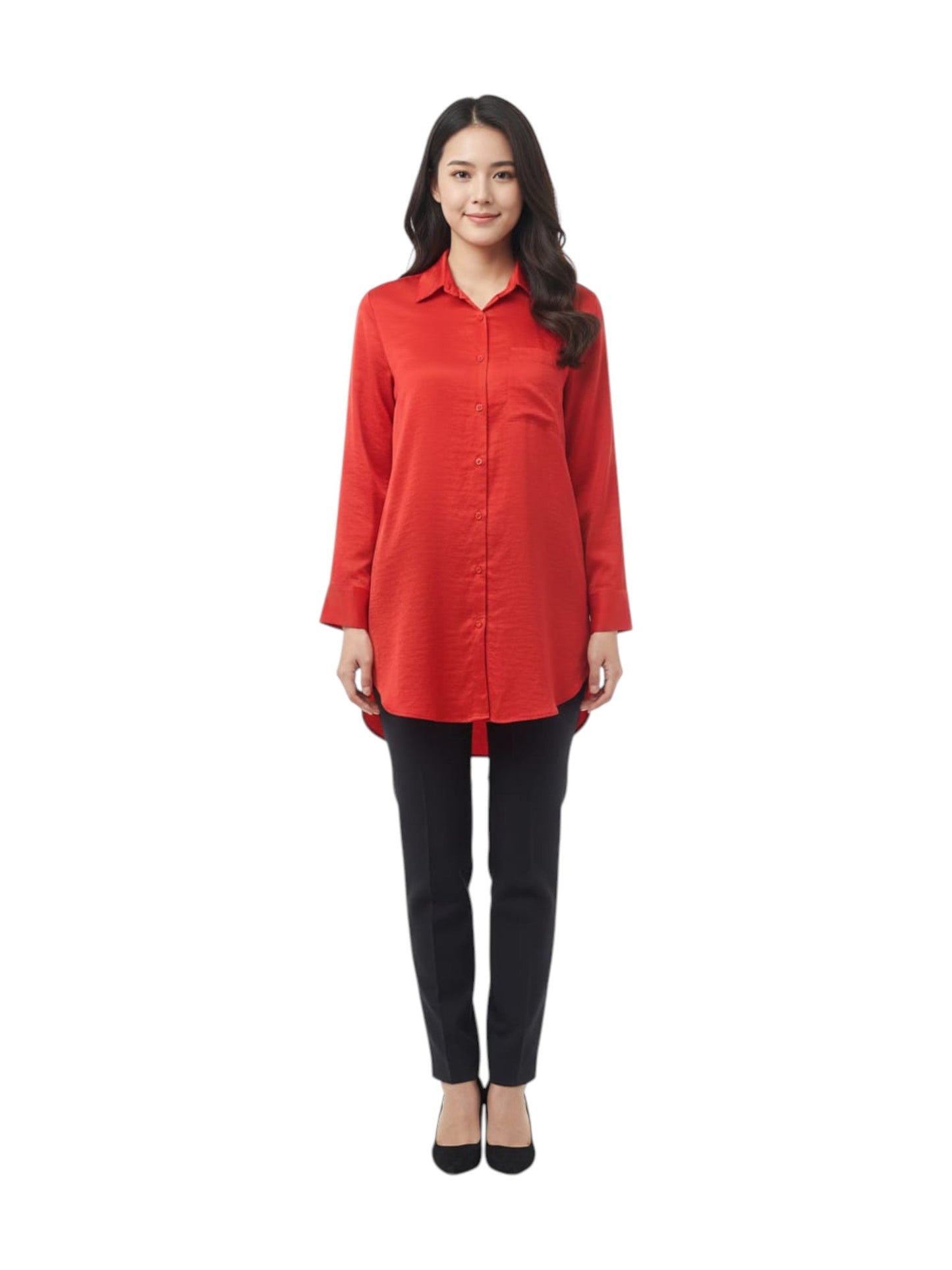 Women's Plain Solid Chemise,Red