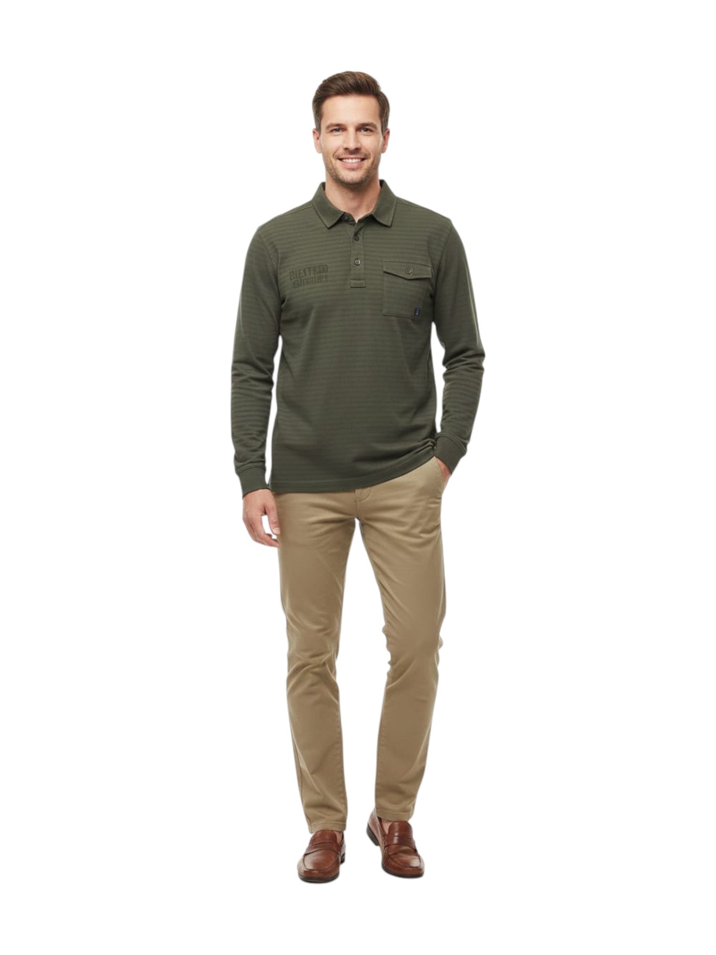 Men's Textured Casual Top,Olive