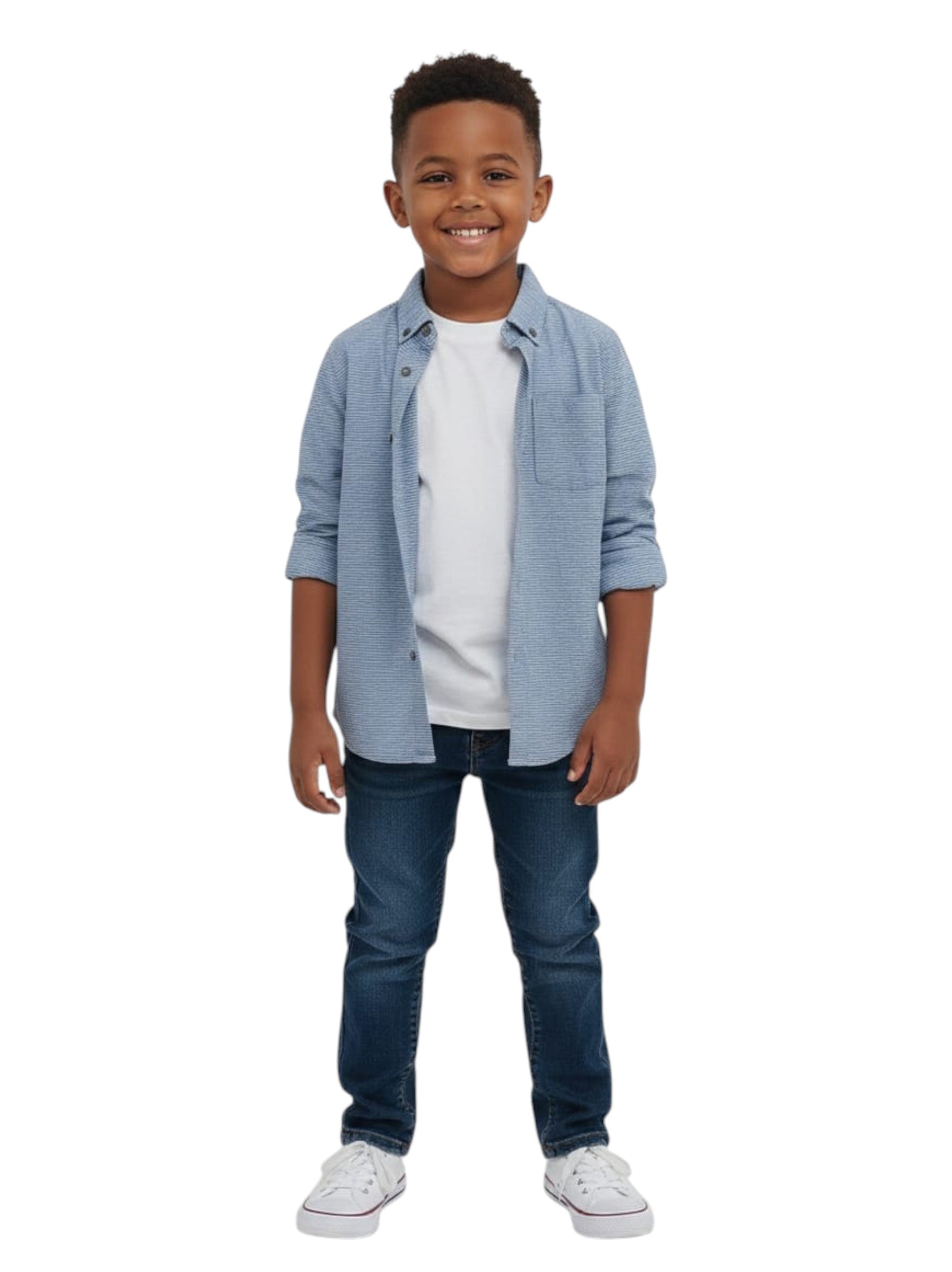 Kids Boy's Striped Dress Shirt,Light Blue