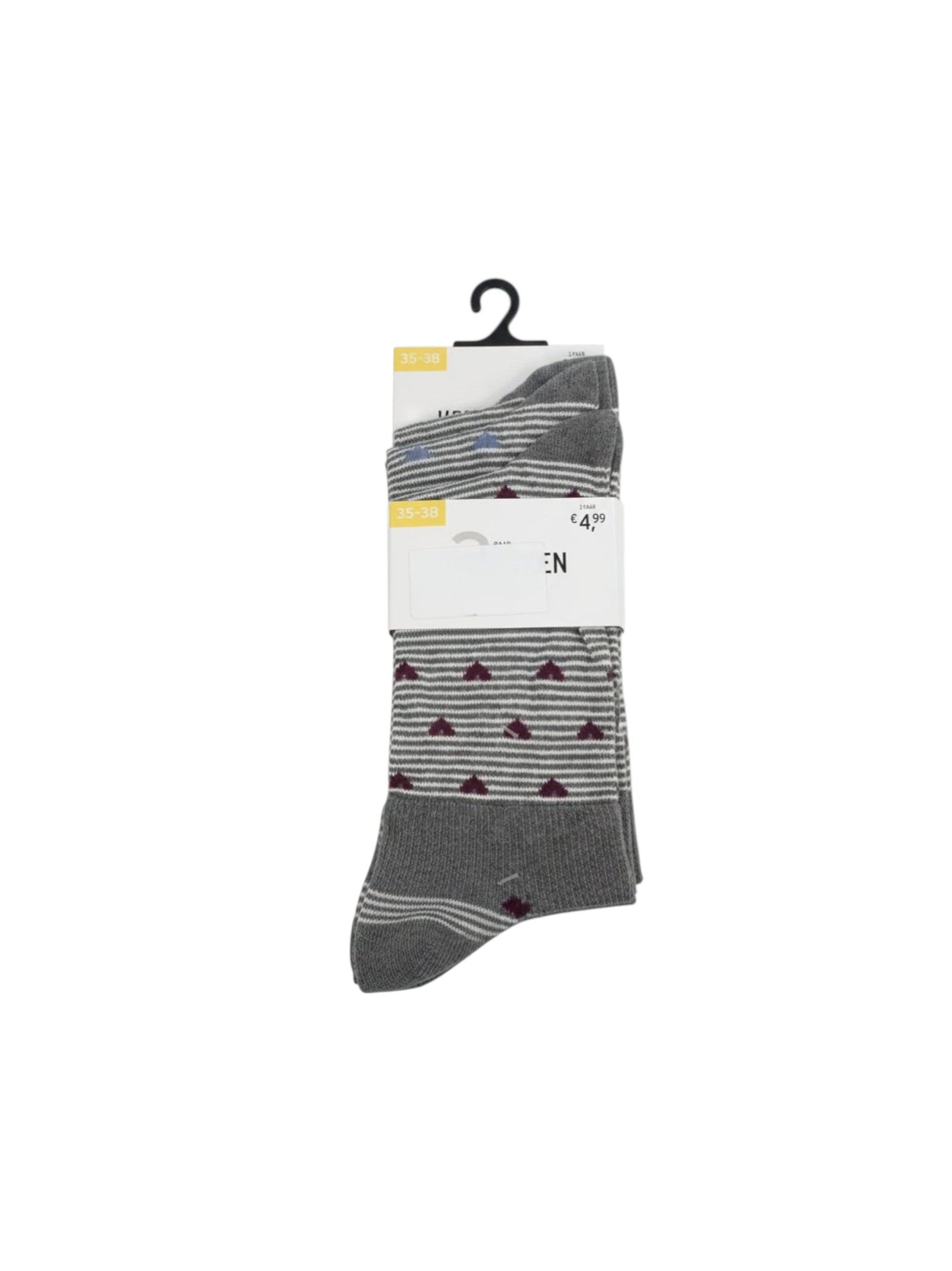 Women's Heart Printed Socks 3pieces,Grey