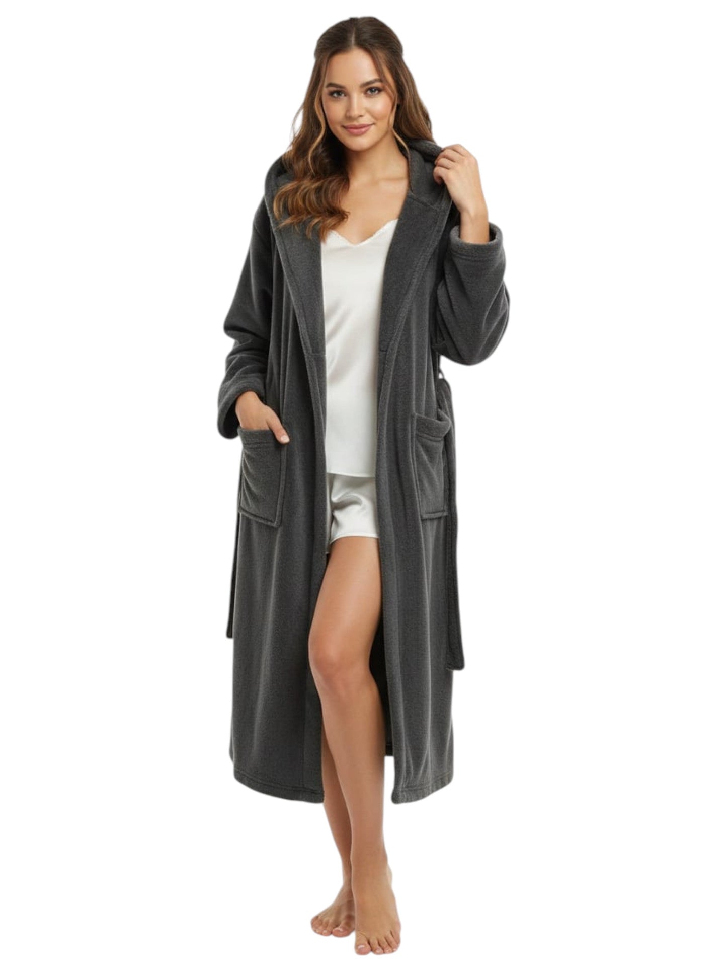 Women's Plain Solid Sleepwear Robe,Grey