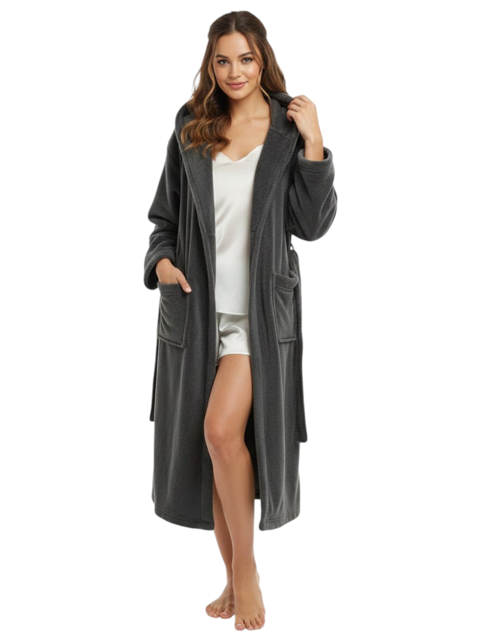 Women's Plain Solid Sleepwear Robe,Grey