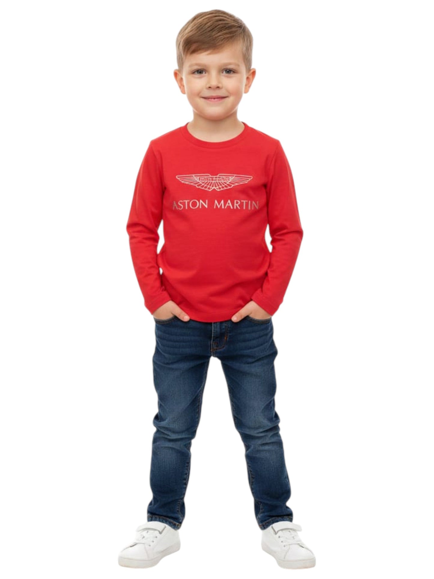 Kids Boy's Brand Logo Printed Top,Red