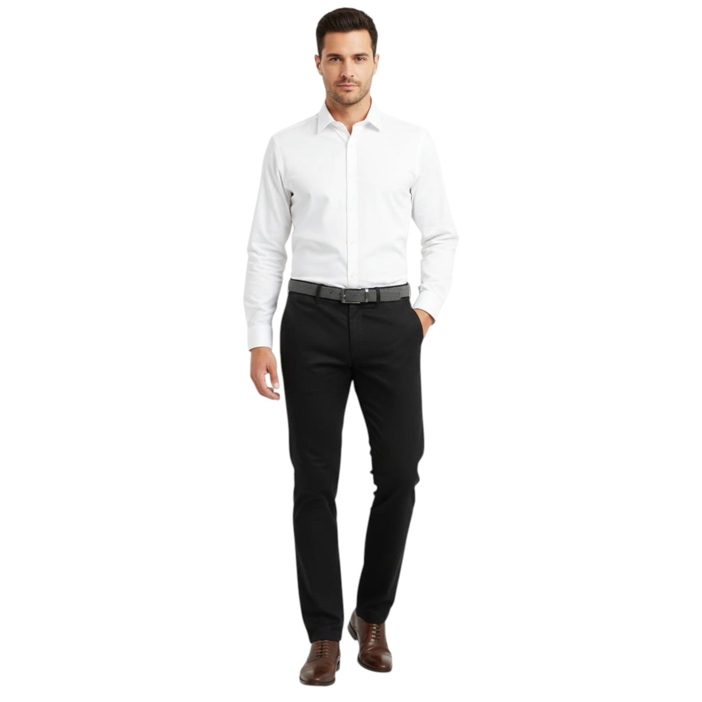 Men's Plain Solid Dress Shirt,White