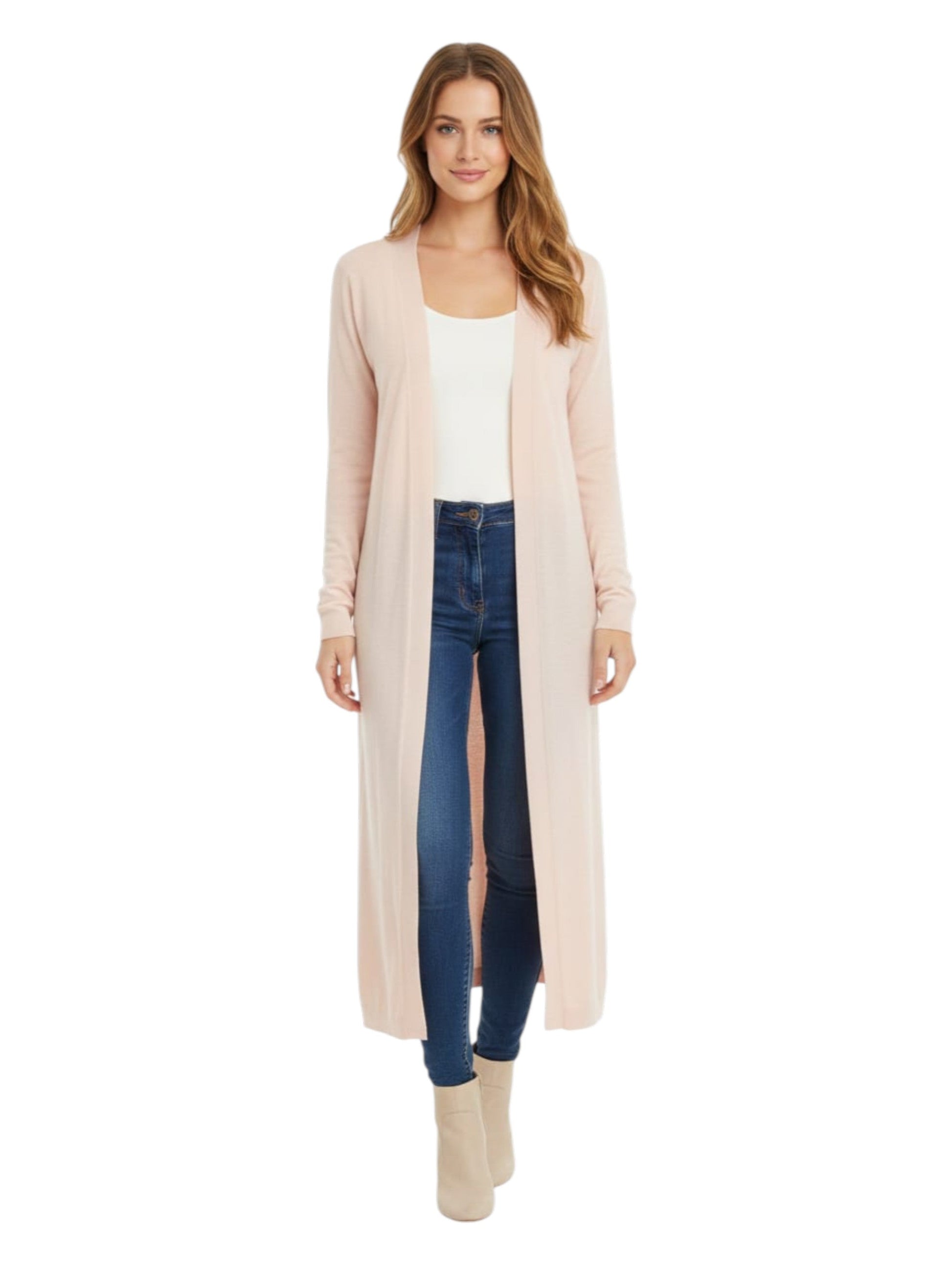 Women's Plain Solid Cardigan,Light Pink