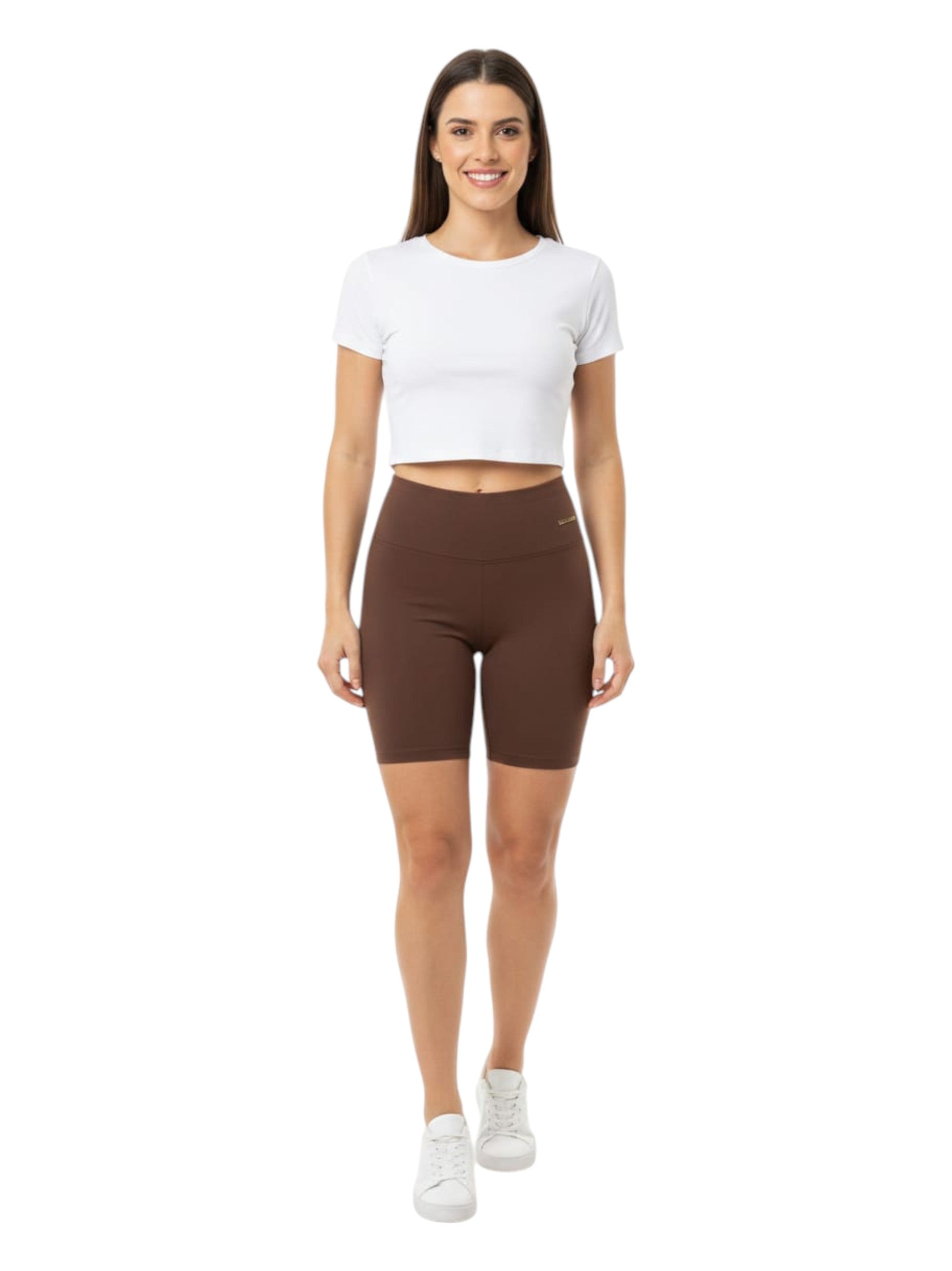Women's Plain Solid Sport Short,Brown