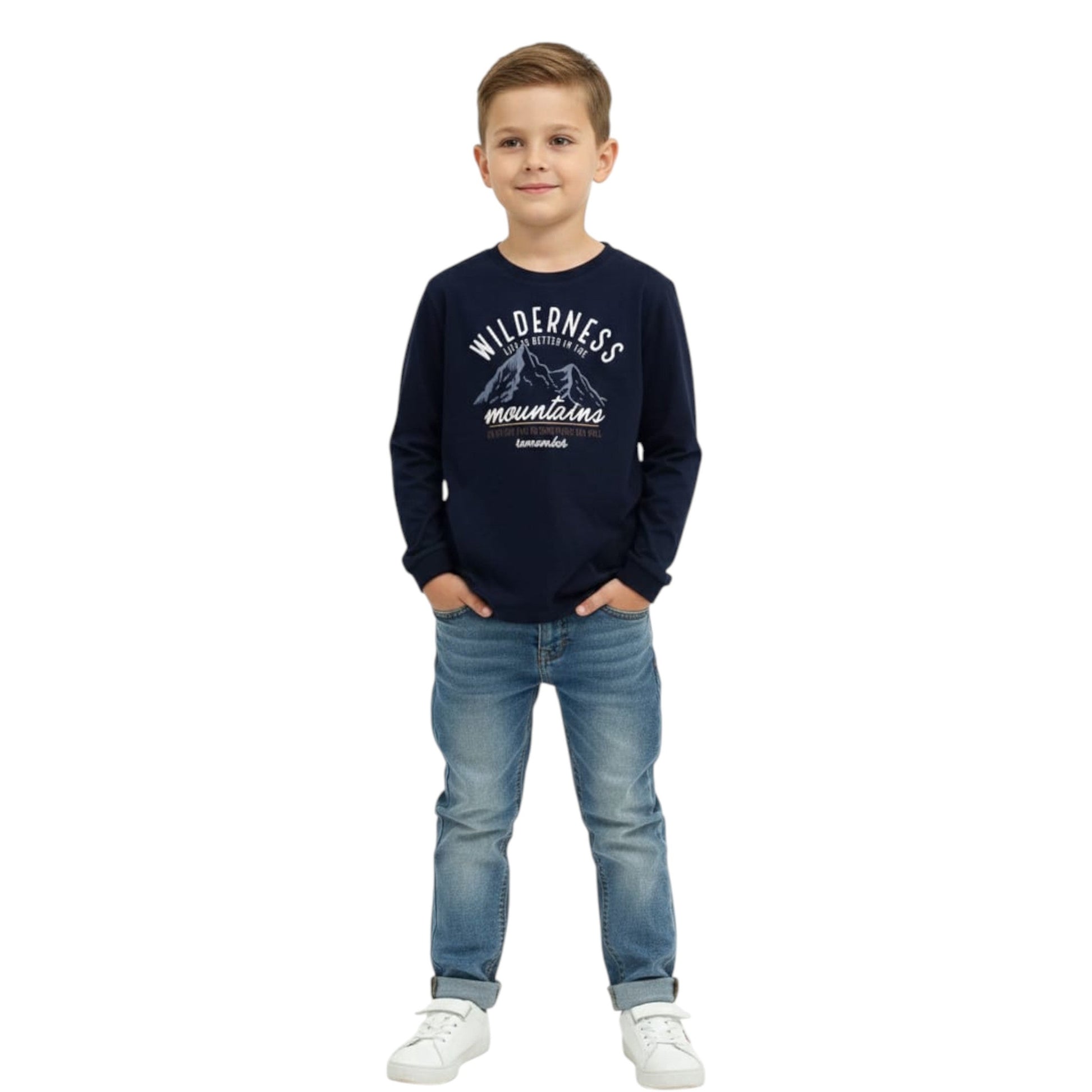 Kids Boy's Graphic Printed Top,Navy