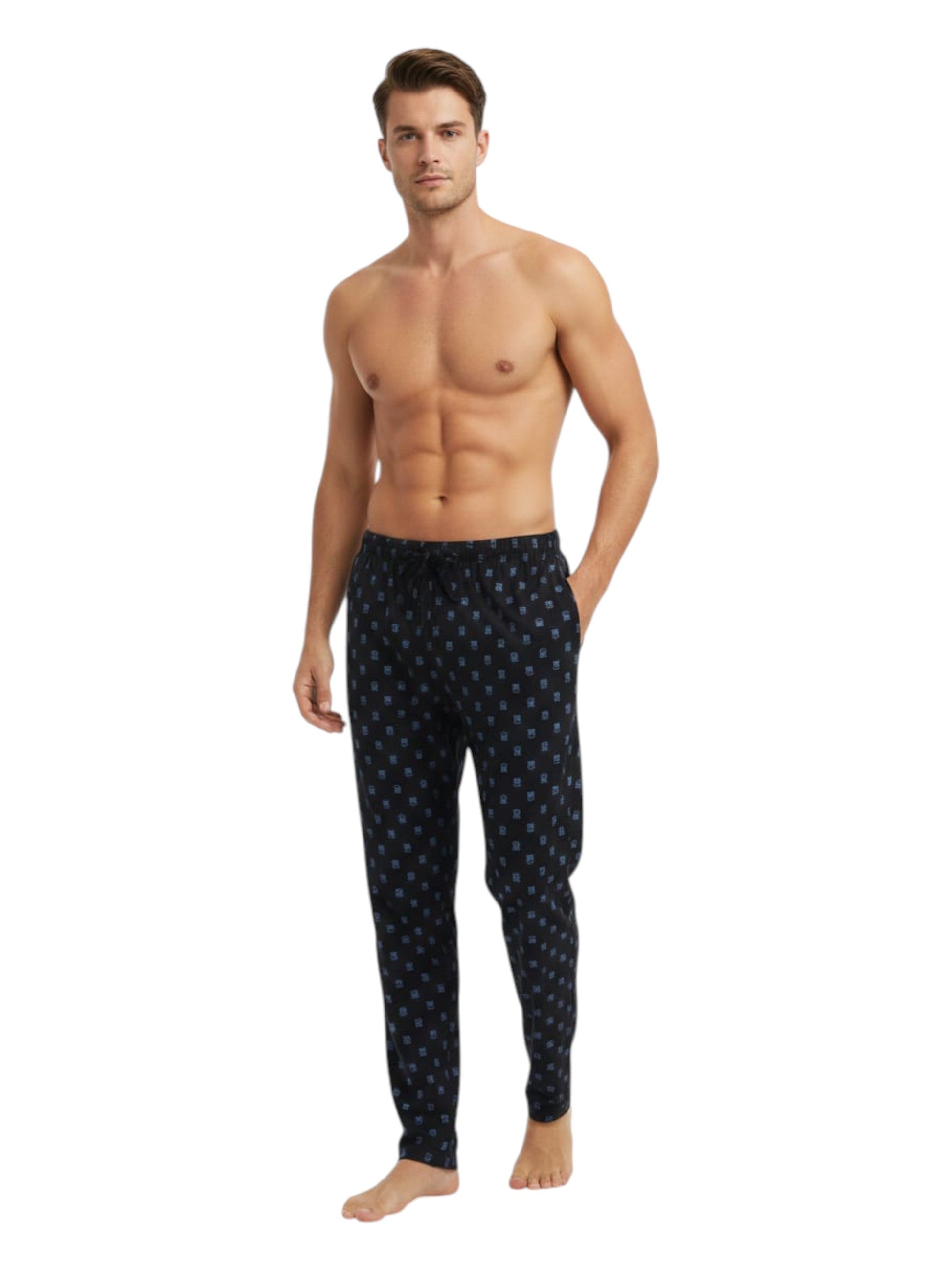 Men's Printed Sleepwear Pant,Black