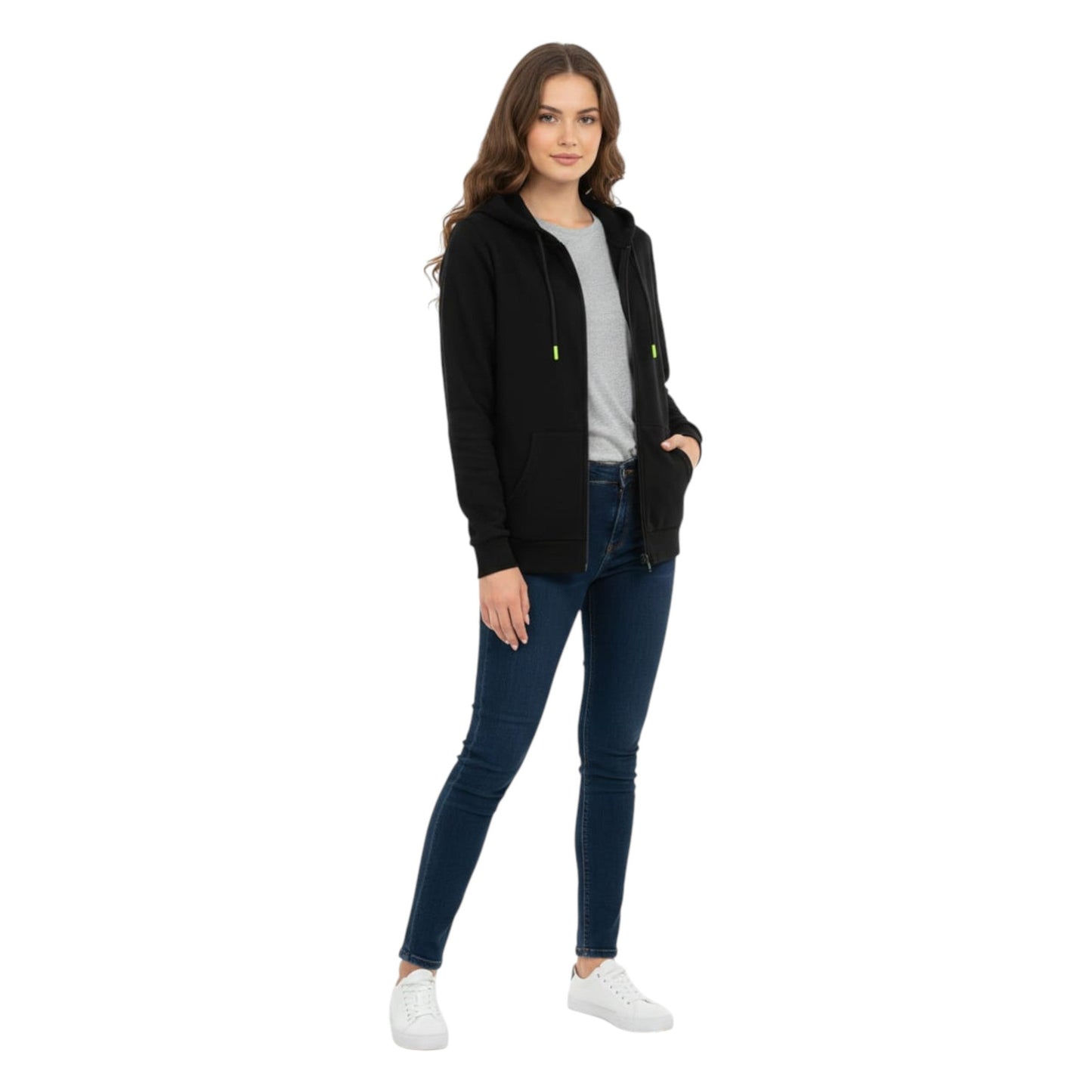 Women's Plain Solid Hoodie,Black
