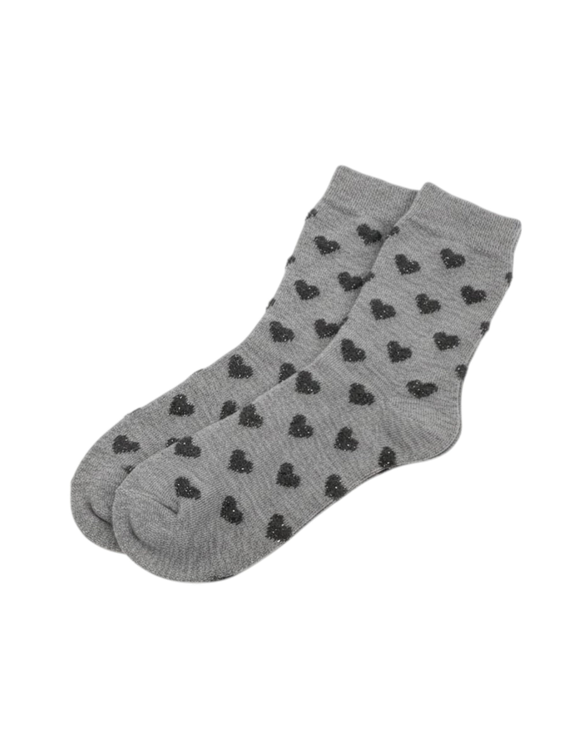 Women's Heart Printed Socks,Grey