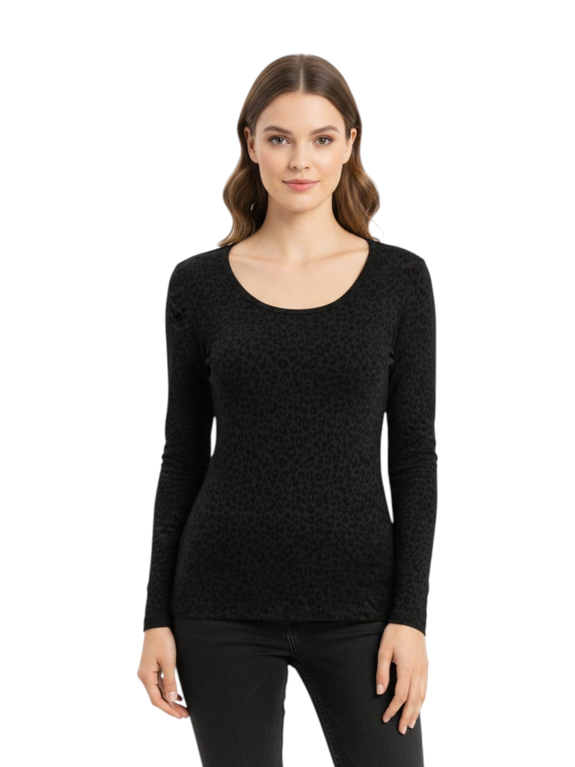 Women's Animal Printed Top,Dark Brown