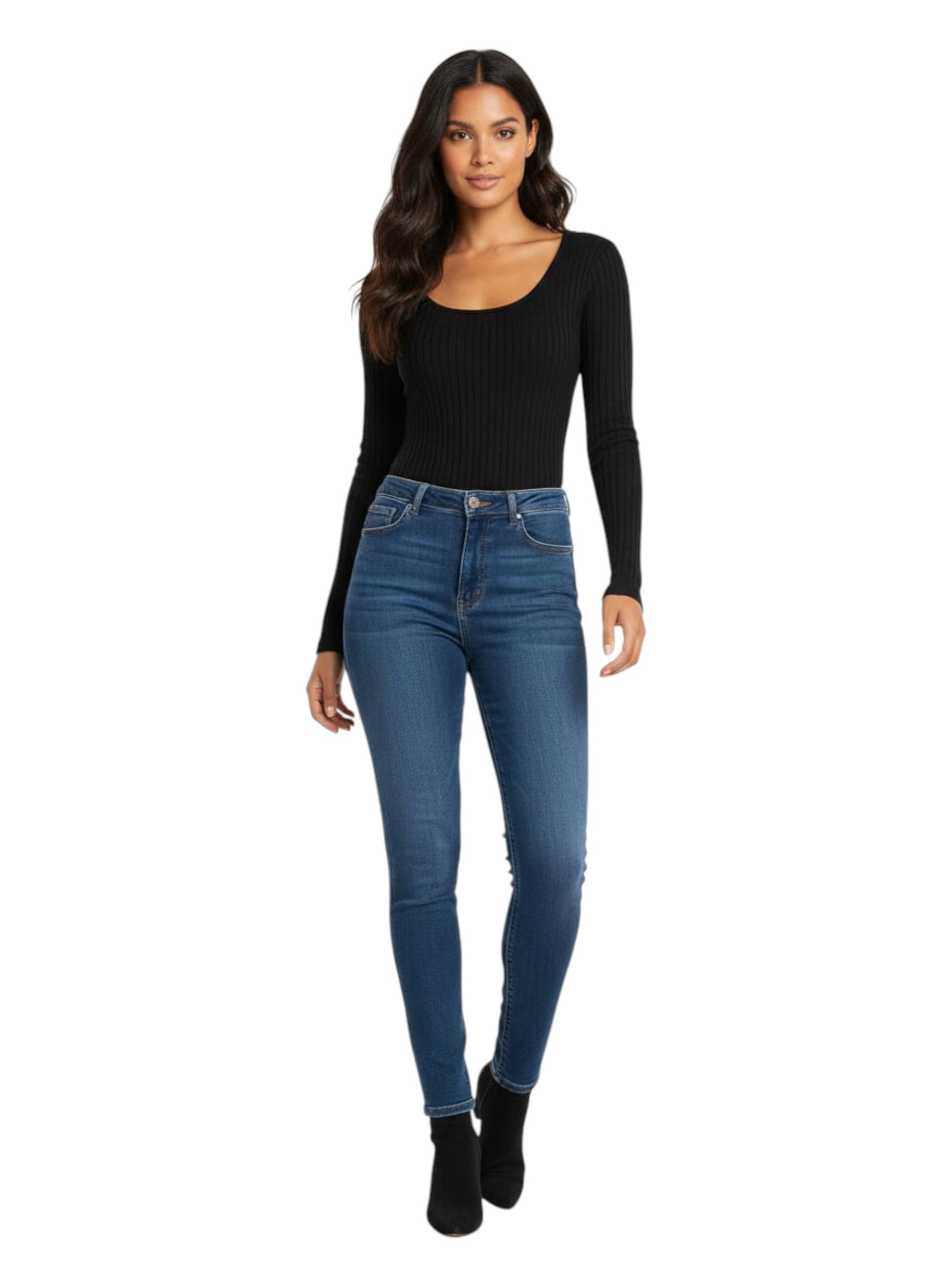 Women's Ribbed Bodysuit,Balck