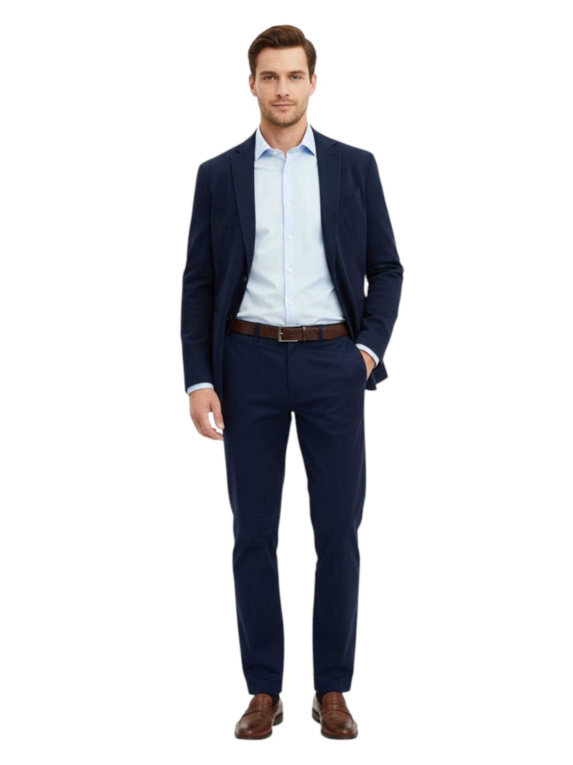 Men's Plain Solid Classic Pant,Navy