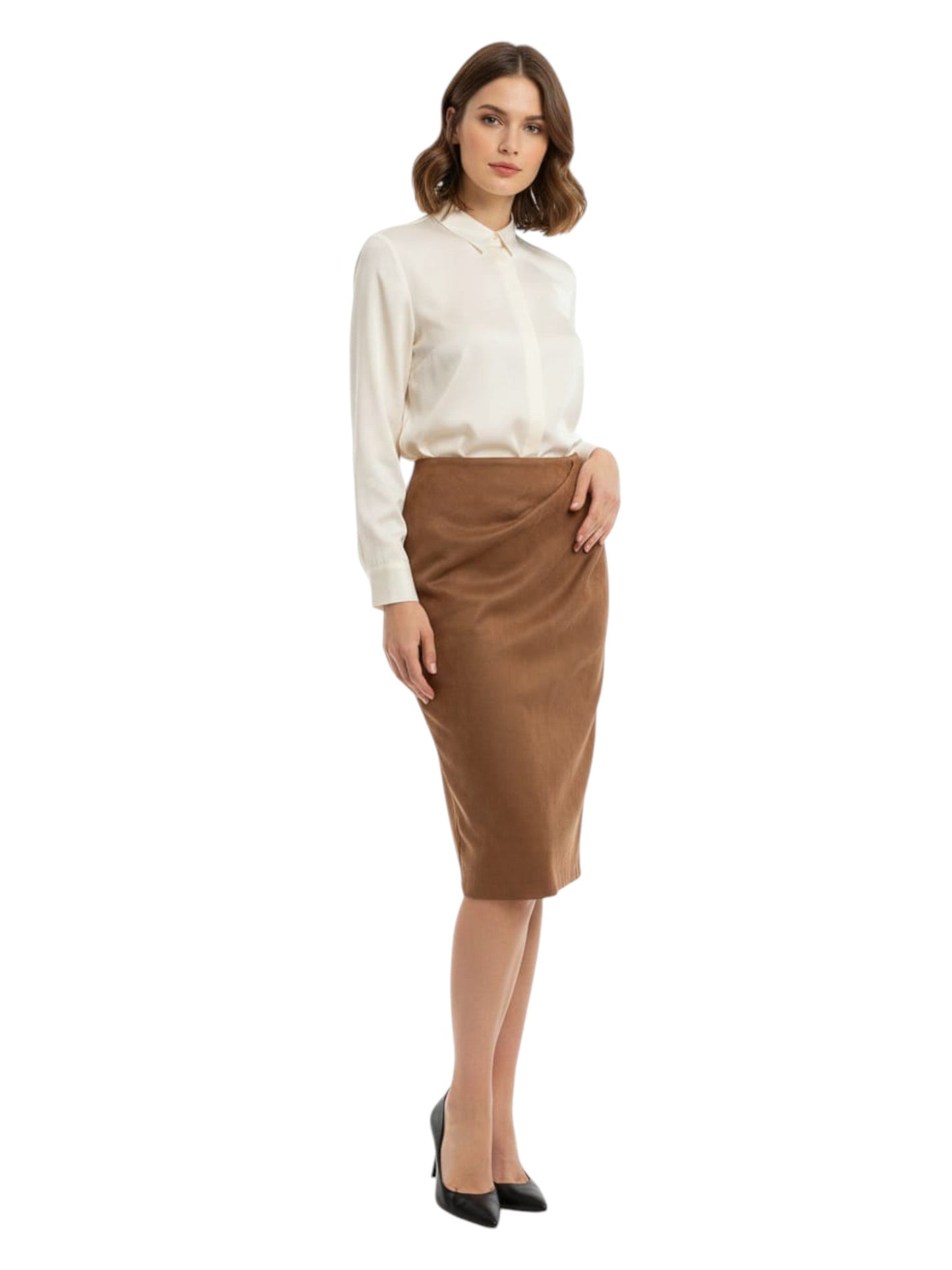 Women's Plain Solid Skirt,Brown