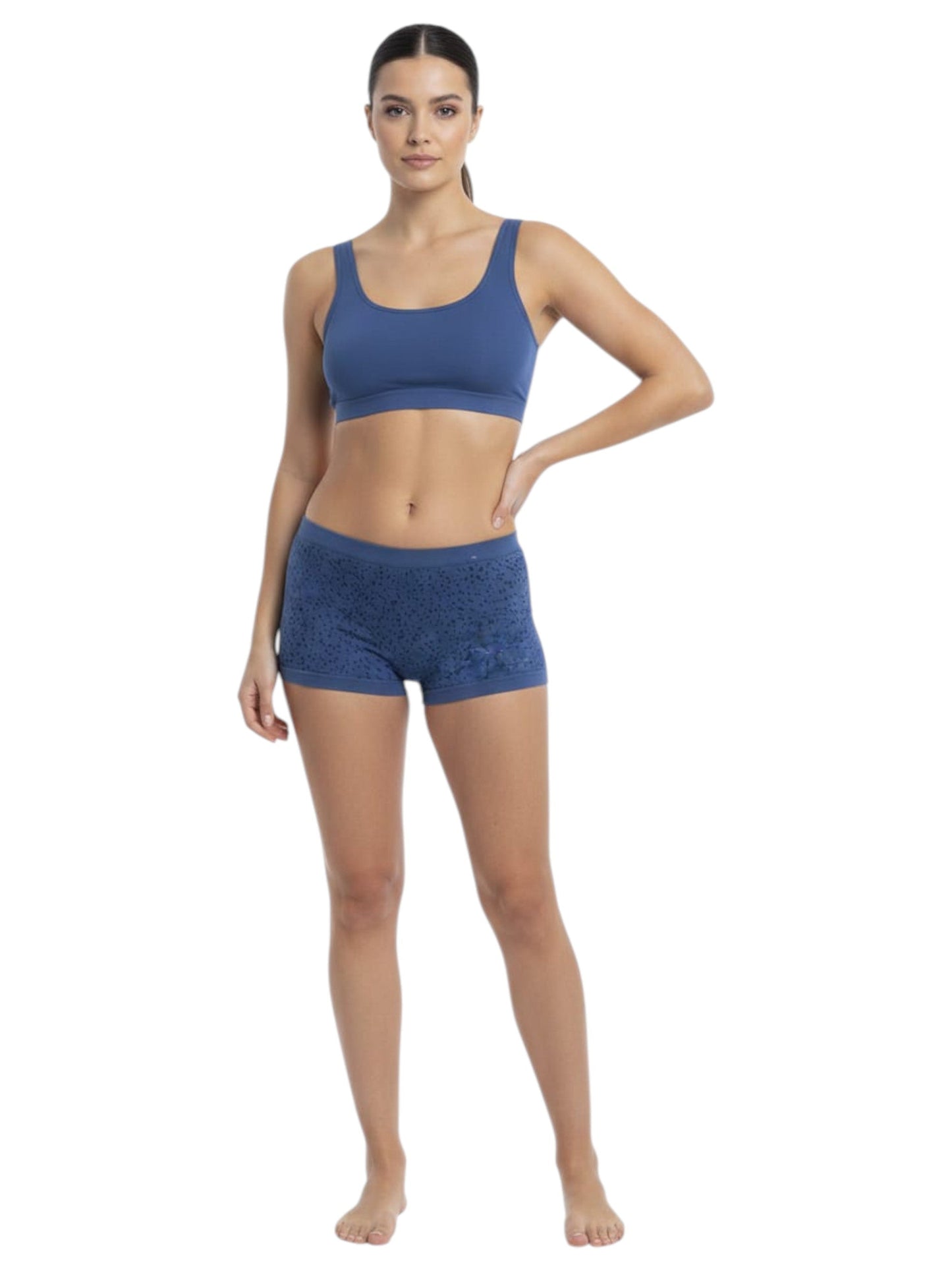 Women's Printed Boxer,Navy