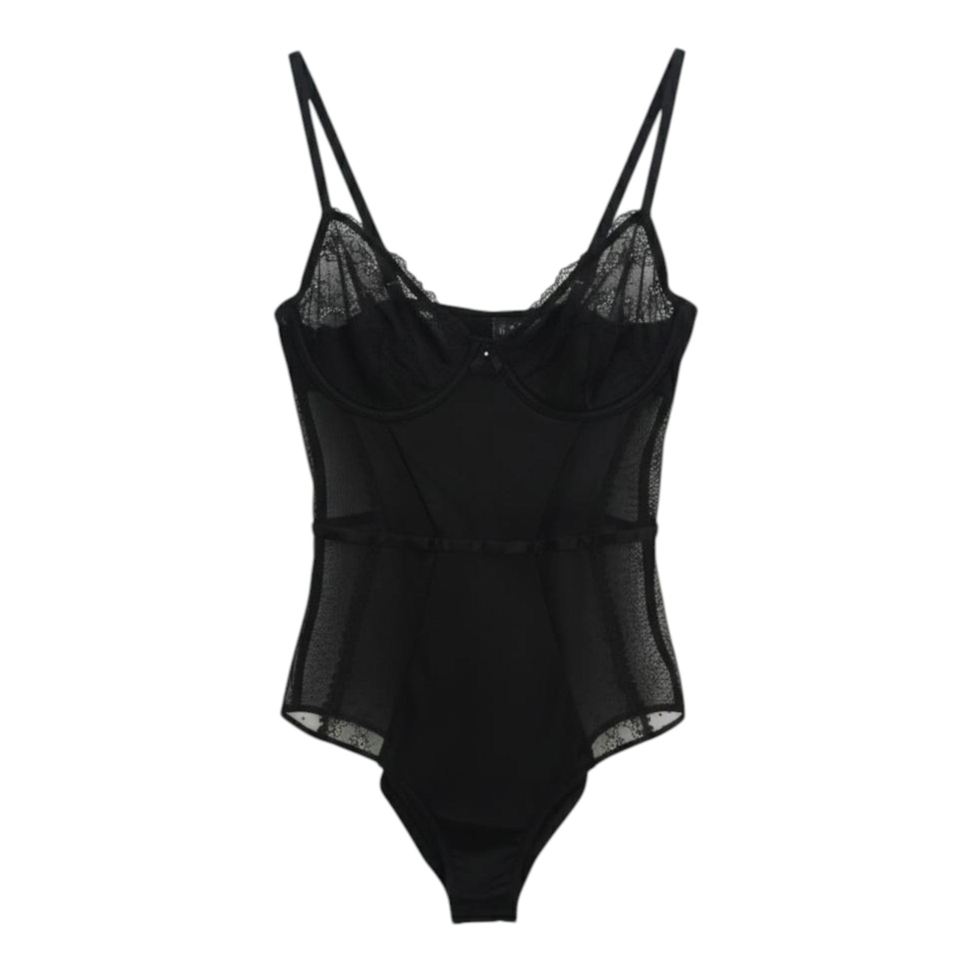 Women's Lace Bra Bodysuit,Black