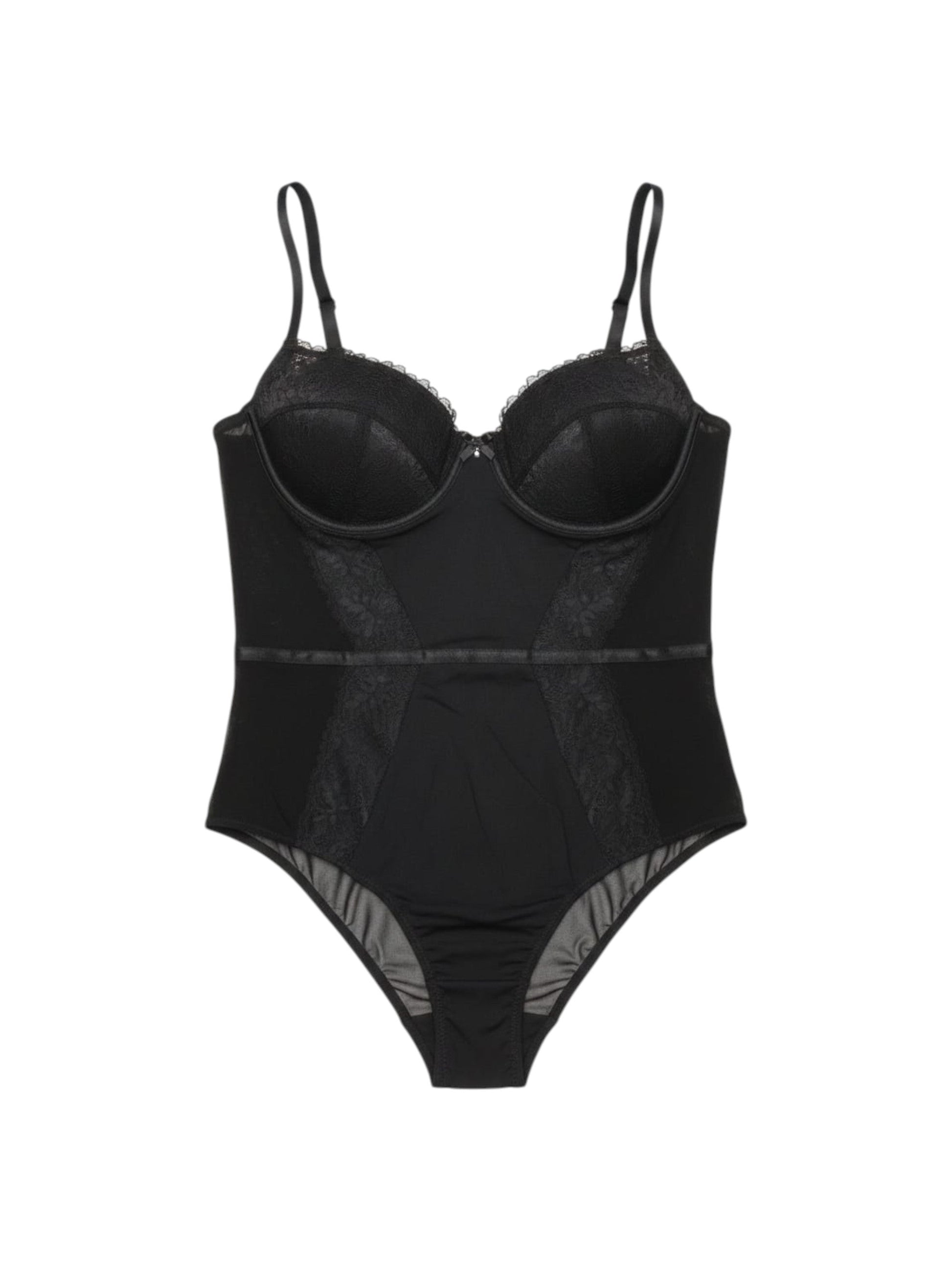Women's Lace Bra Bodysuit,Black