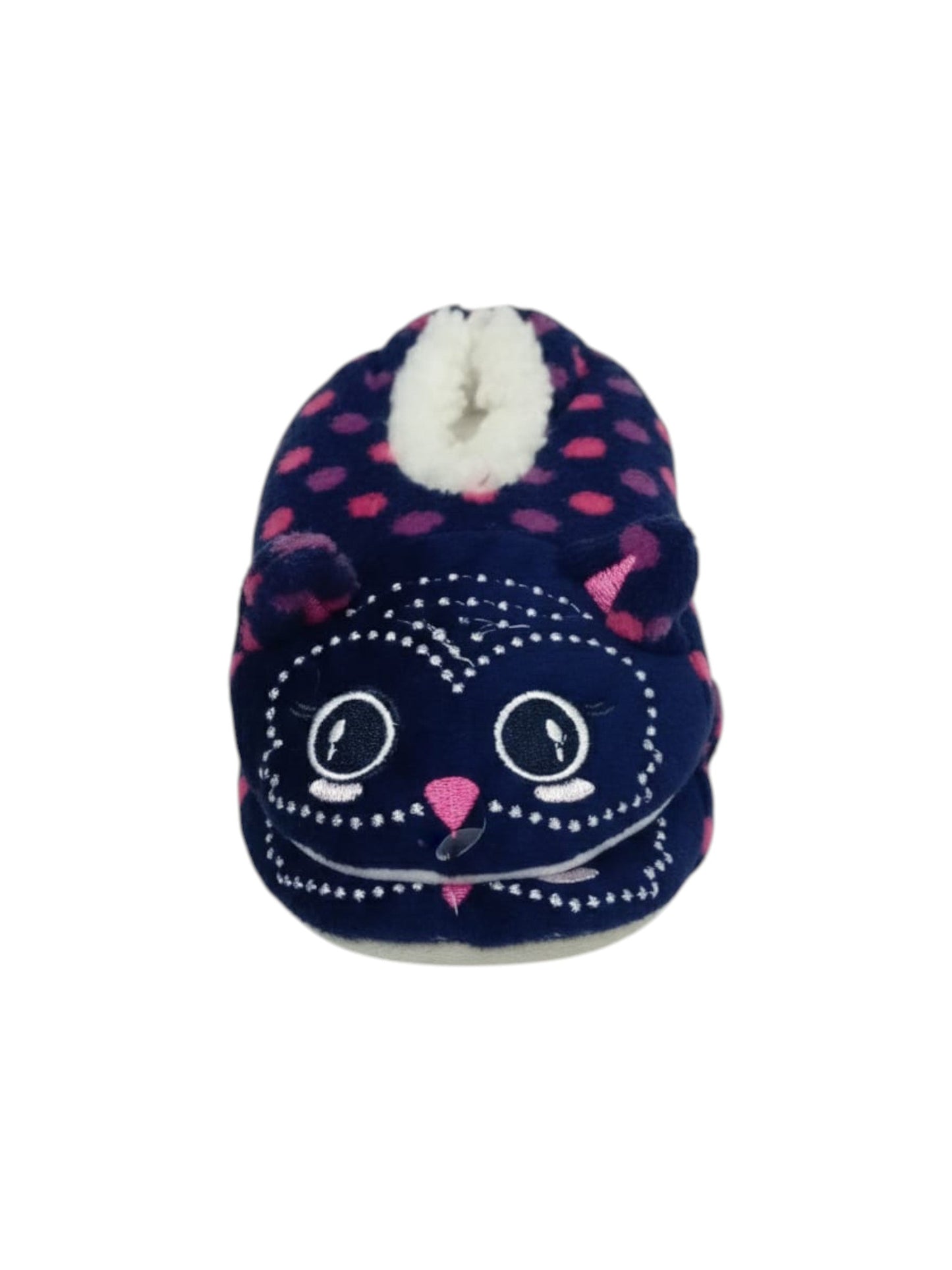 Kids Girl's Graphic Embroidered Faux Fur Slippers,Navy
