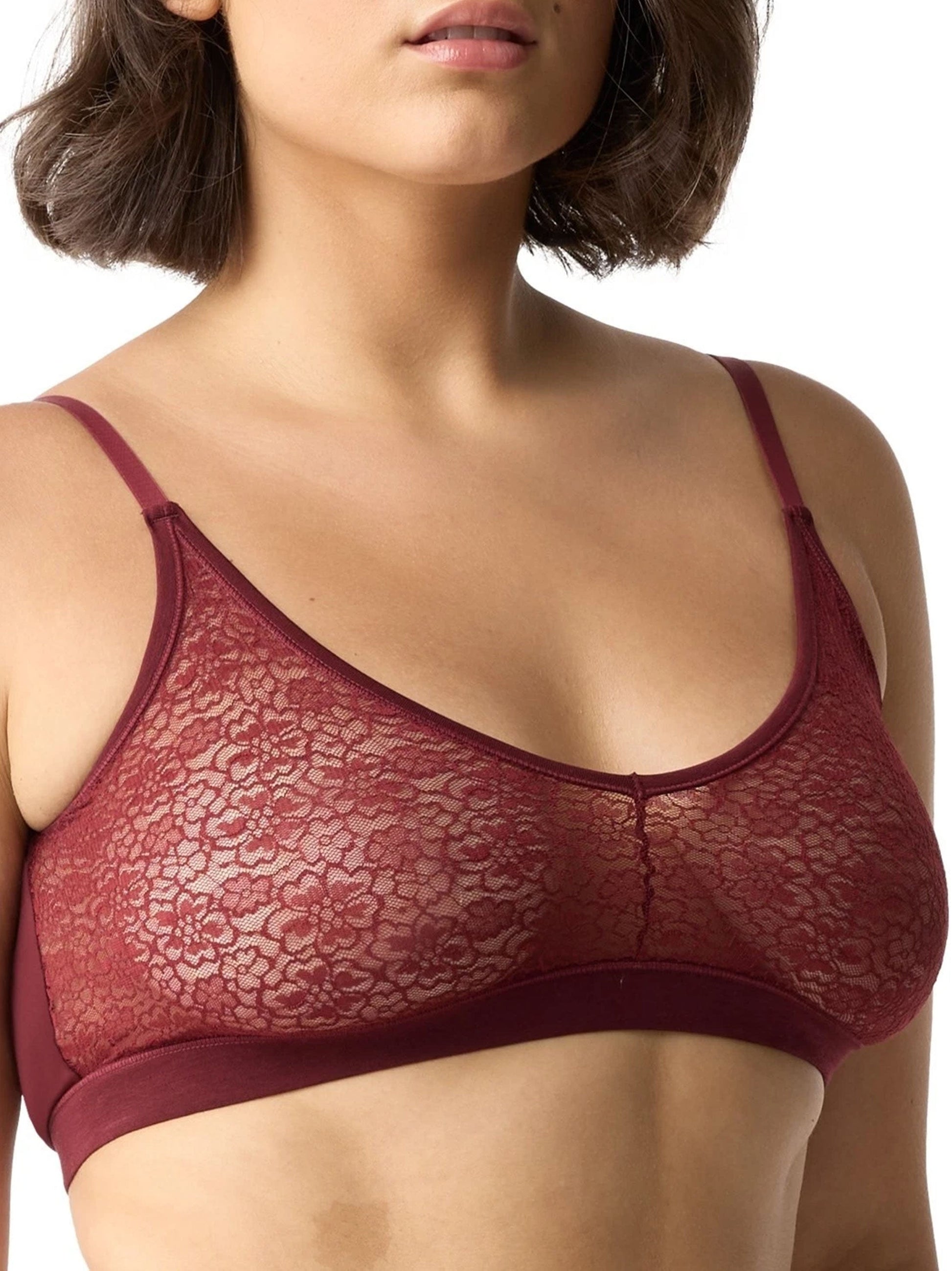 Women's Lace Bra,Burgundy