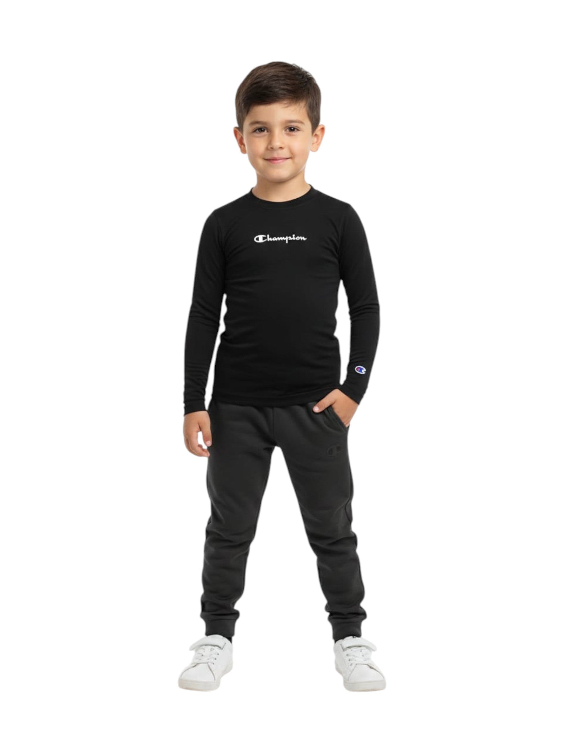 Kids Boy's Brand Logo Printed Sport Top,Black