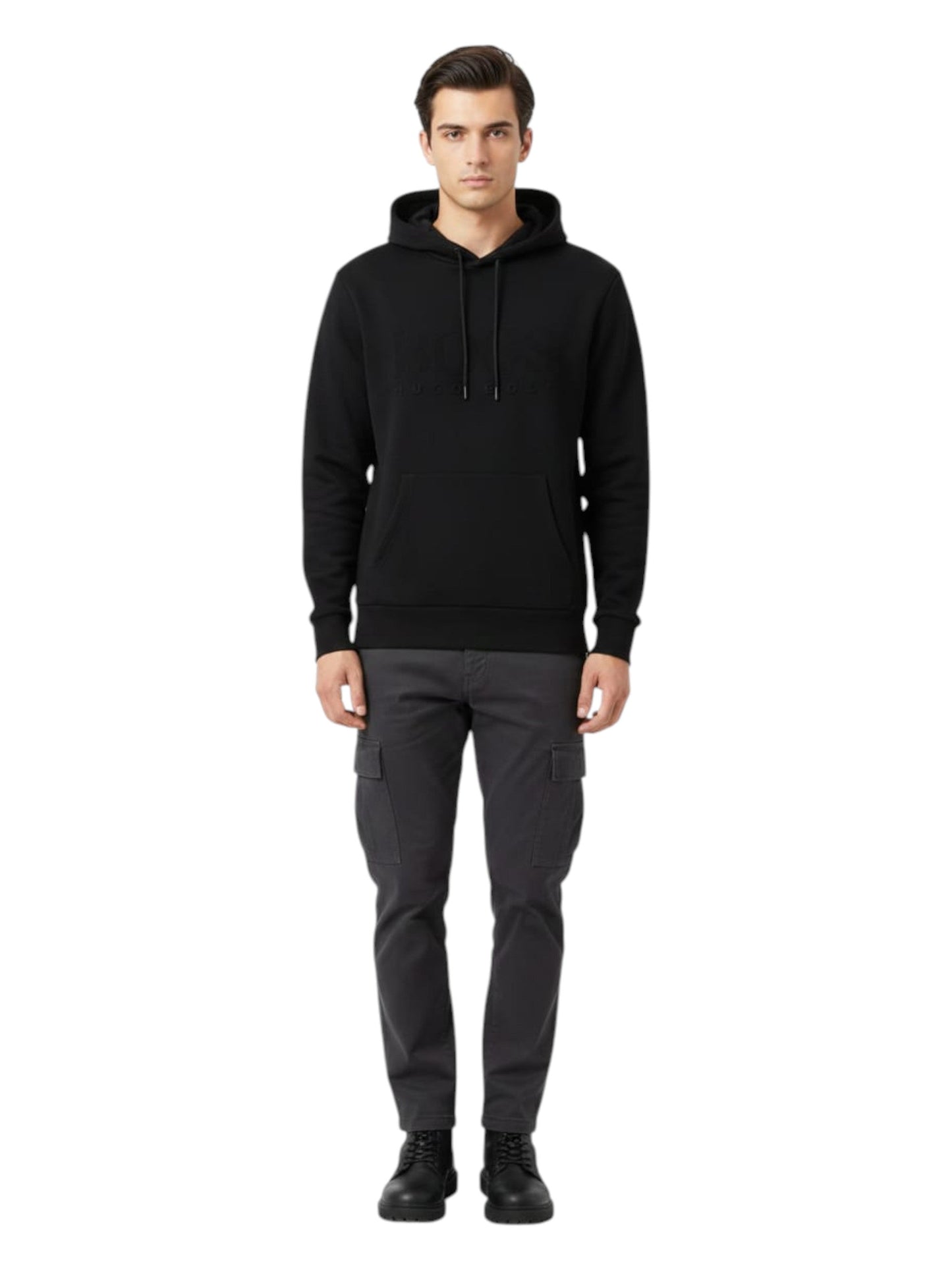 Men's Brand Logo Printed Hoodie,Black