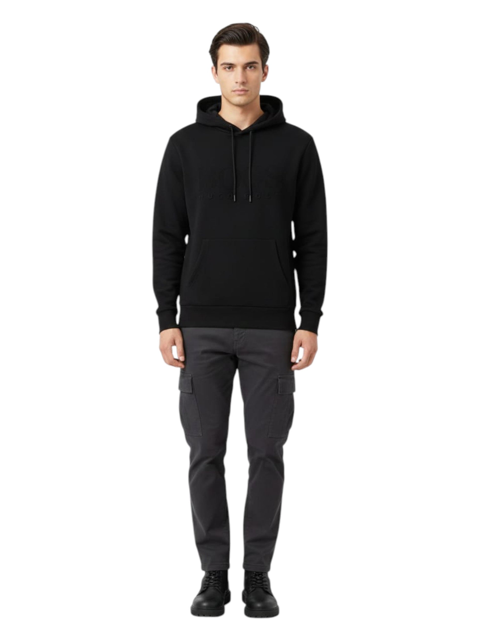 Men's Brand Logo Printed Hoodie,Black
