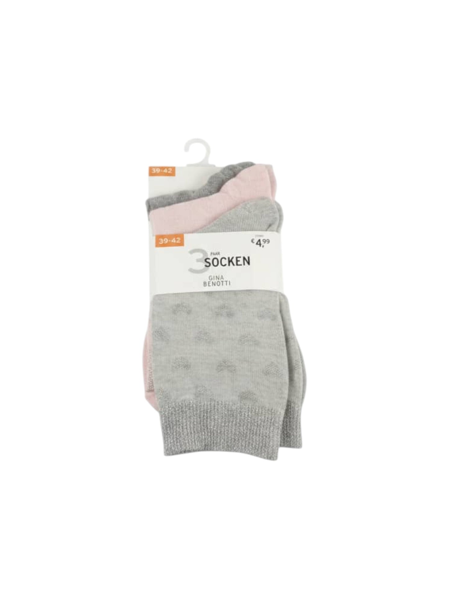 Women�s Printed Knitted Socks Set 3 Pieces,Grey/Pink