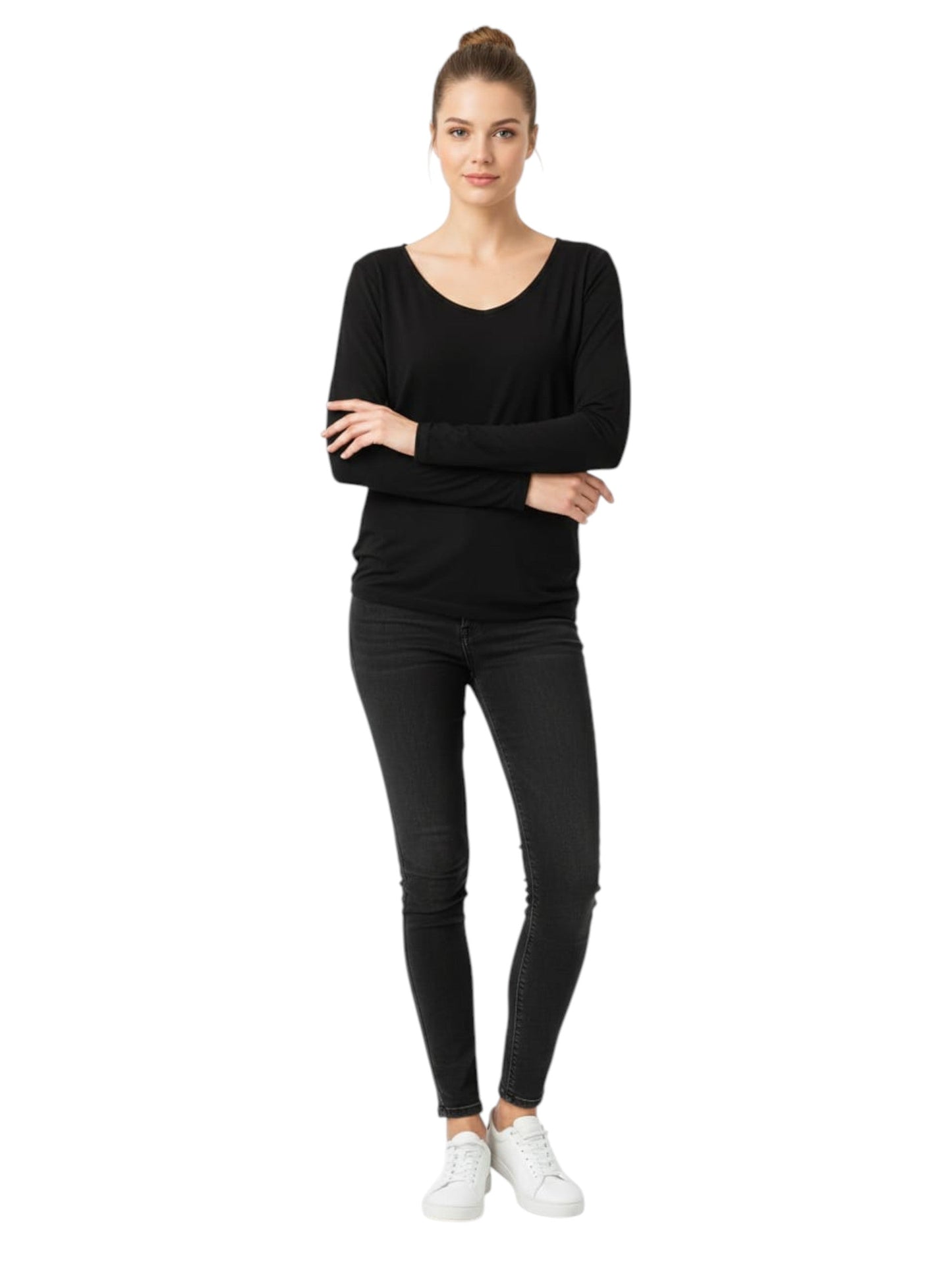 Women's Plain Solid Top,Black