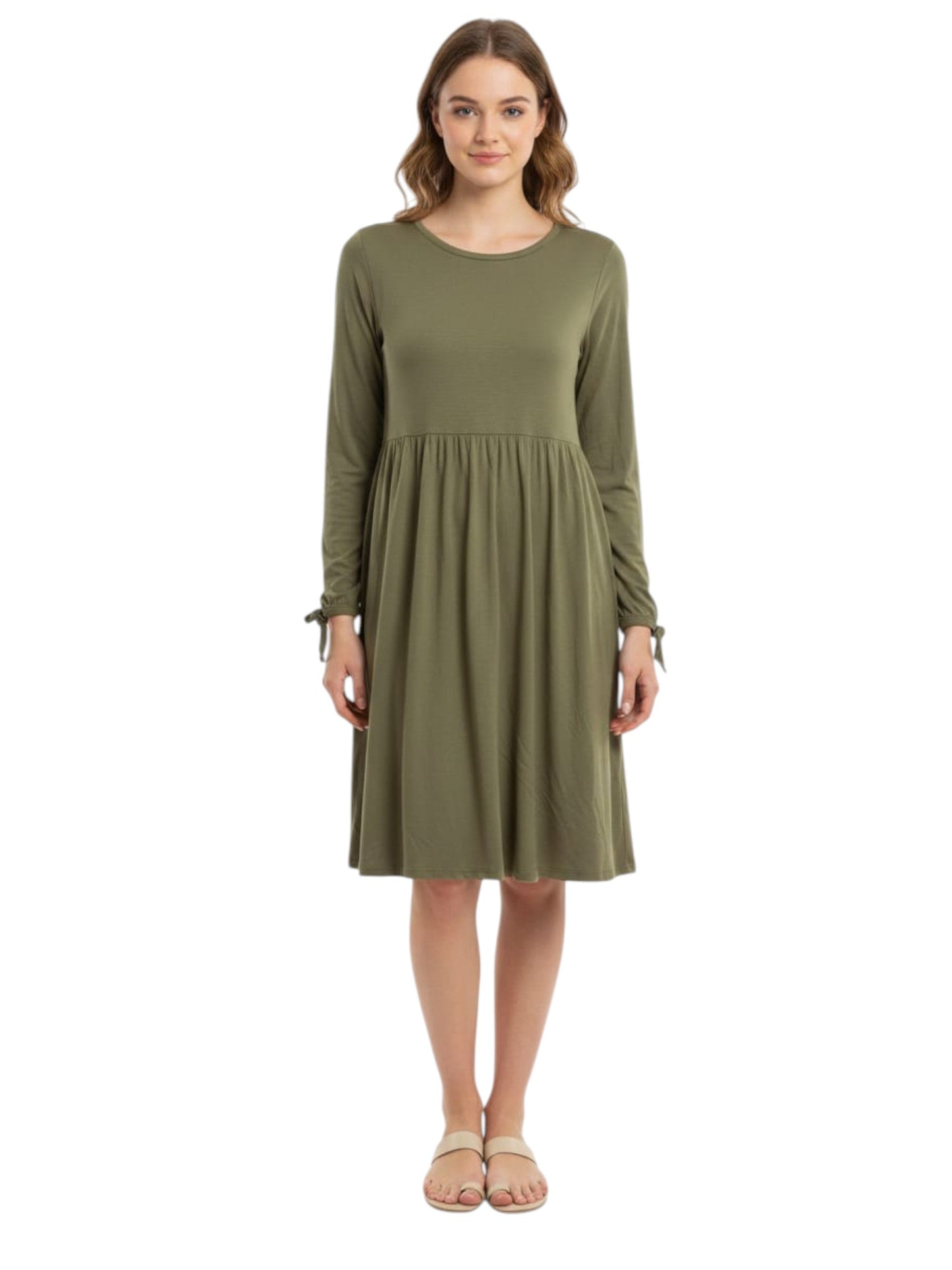 Women's Plain Solid Dress,Olive