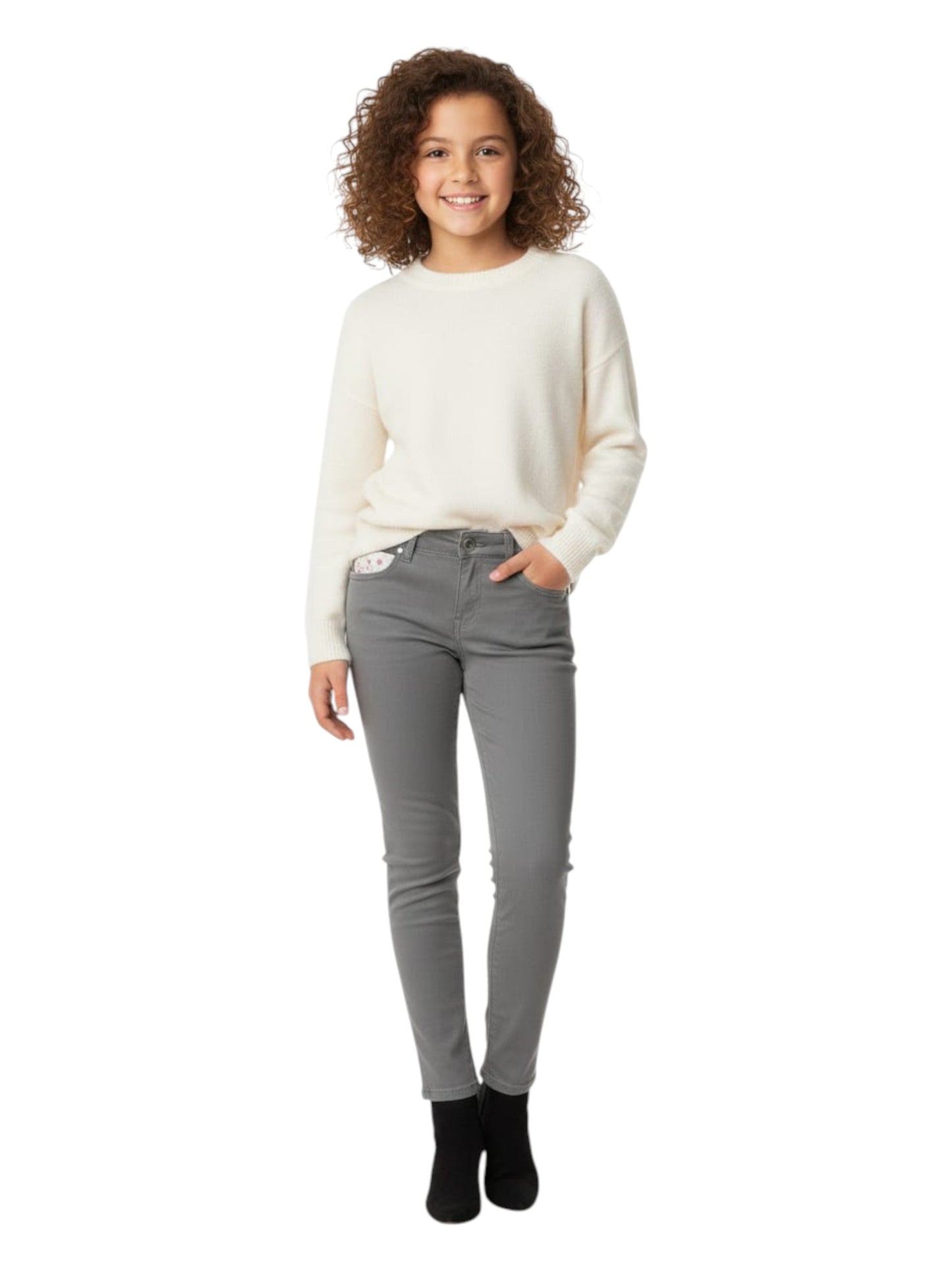 Women's Plain Solid Jeans,Light Grey