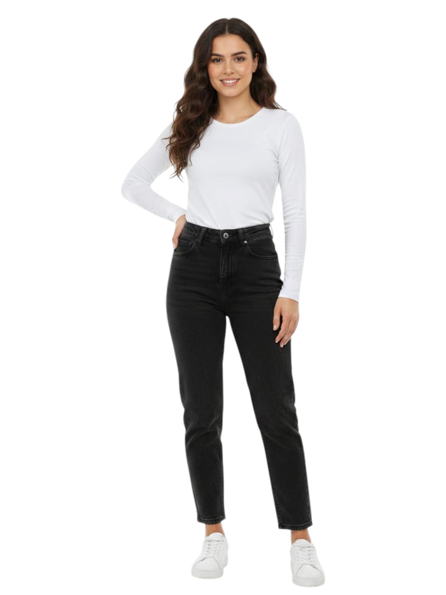 Women's Washed Jeans,Black