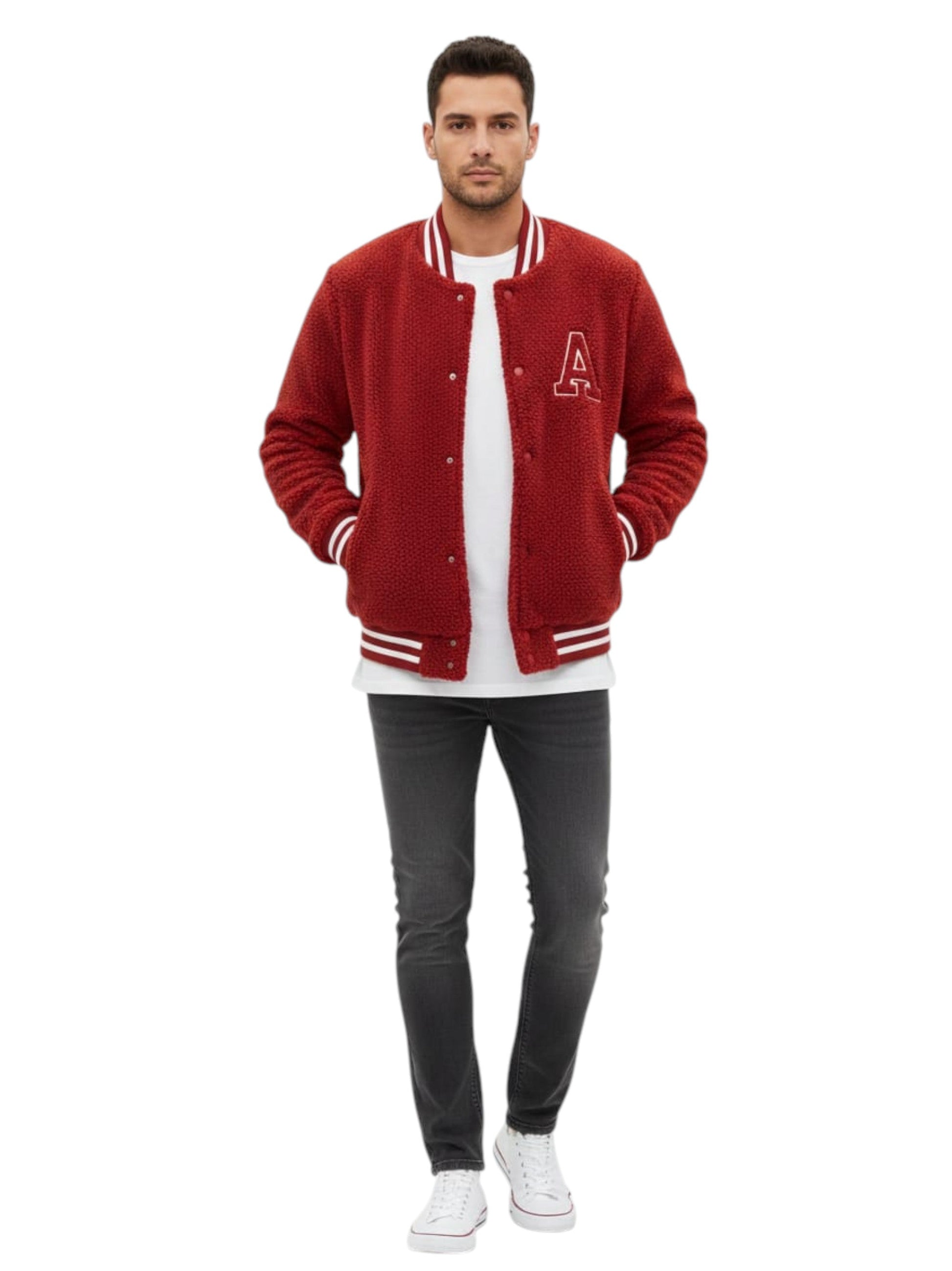 Men's Faux Fur Jacket,Red