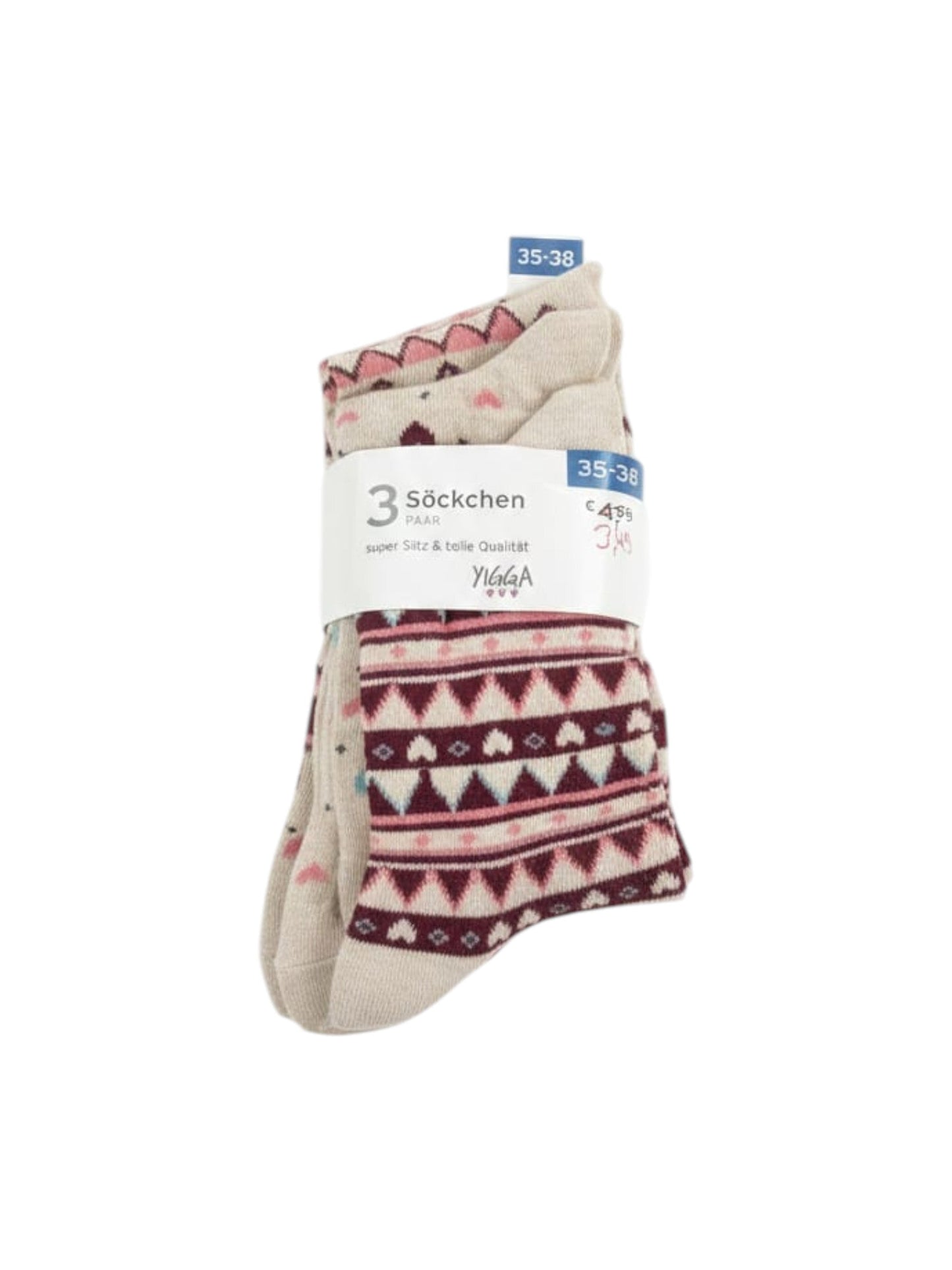 Kids Girl�s Knitted Socks Set 3 Pieces,Beige/Pink