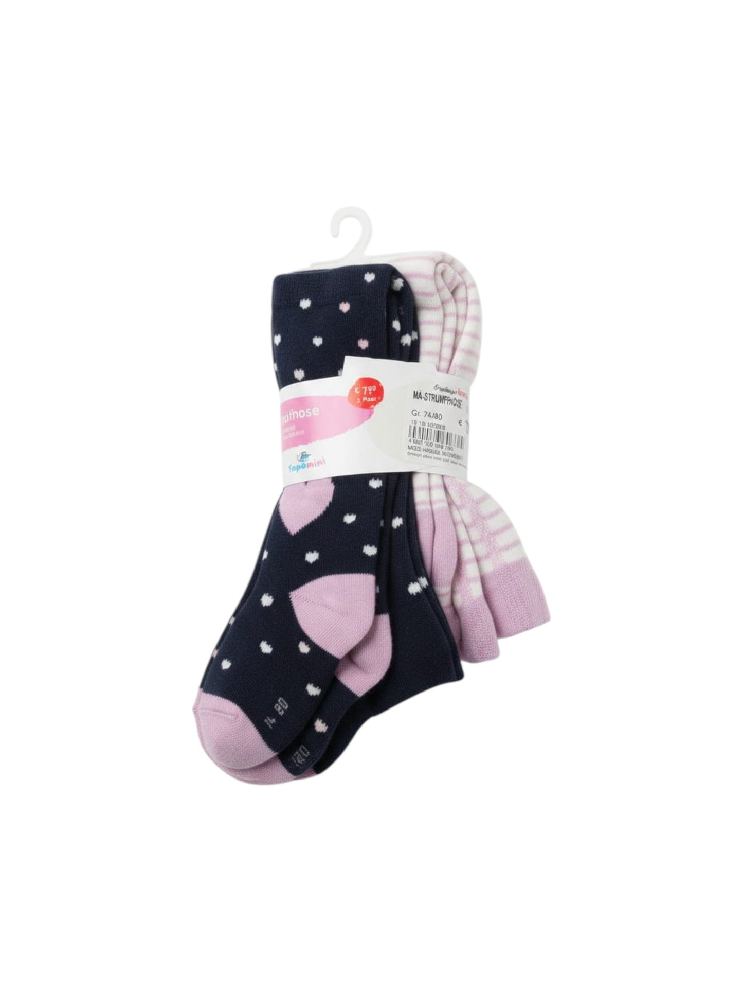 Kids Girl's Printed  Knitted Tights,Navy/Light Pink