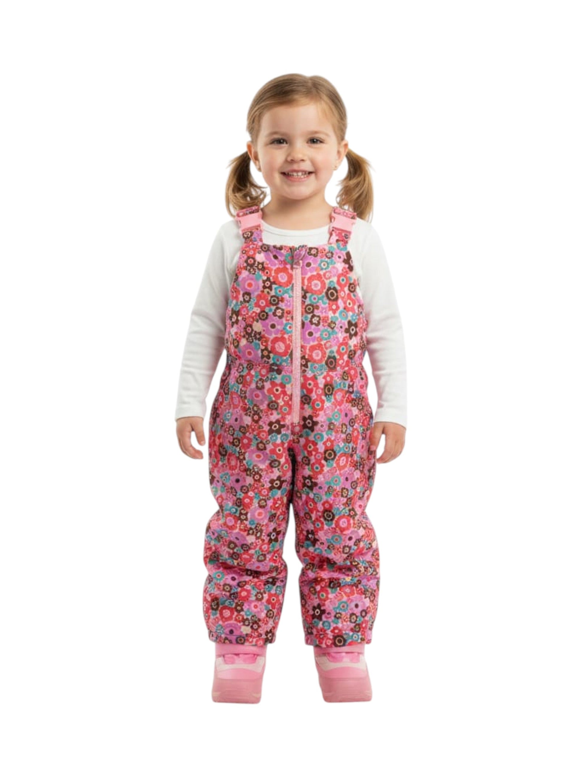 Kid's Gril's Floral Printed WaterProof Ski Suit,Pink