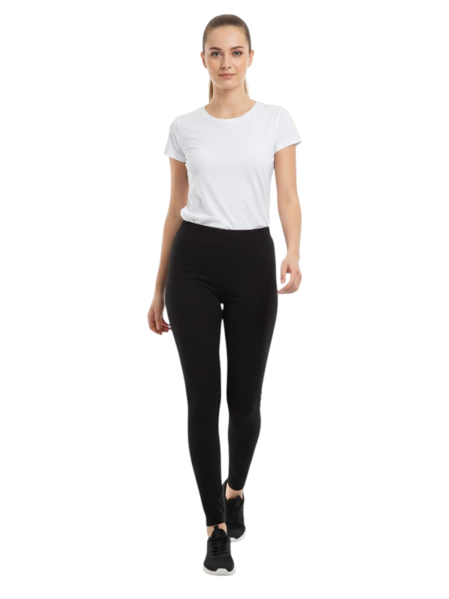 Women's Plain Solid Legging,Black