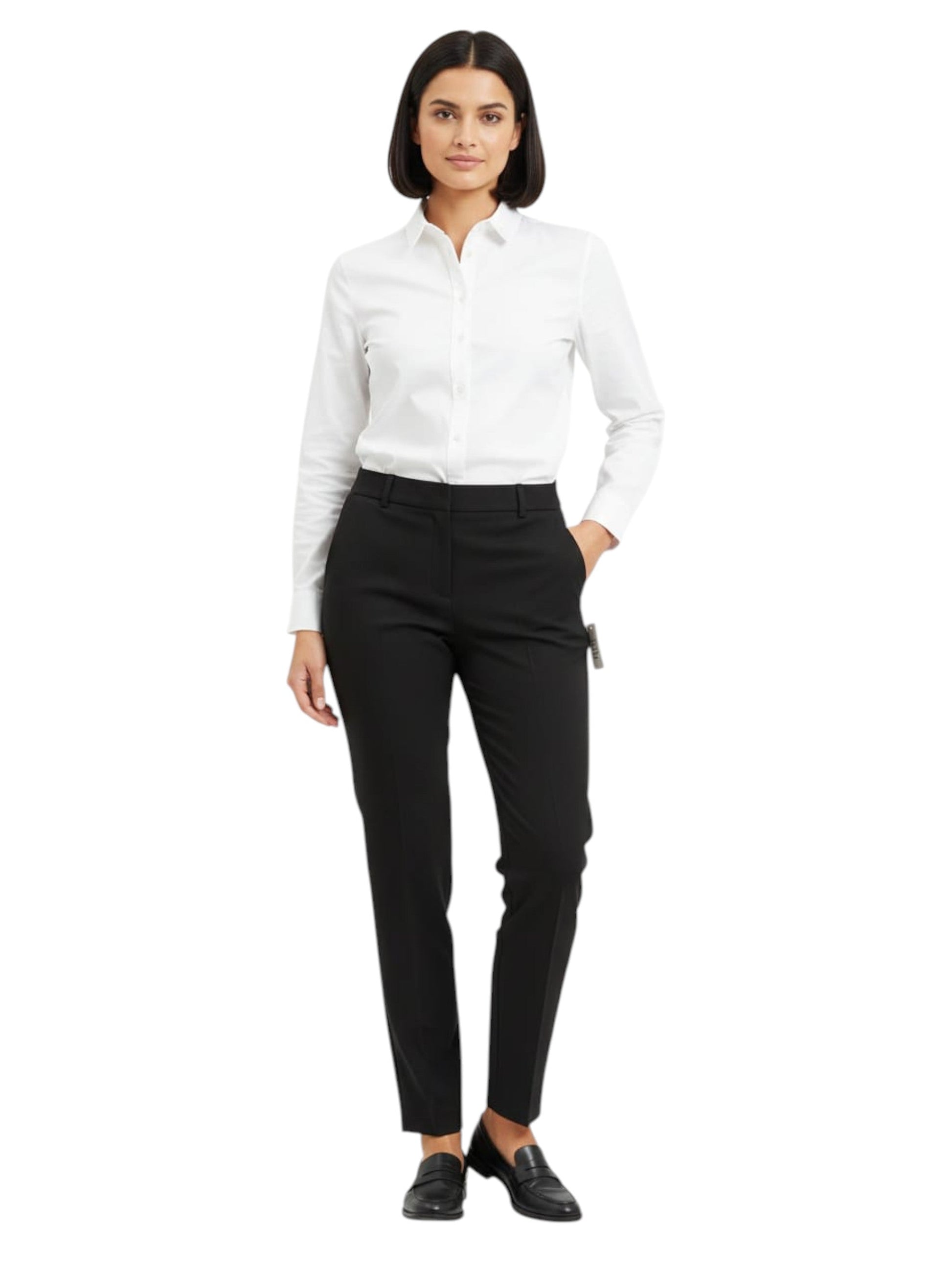 Women's Plain Solid Classic Pant,Black