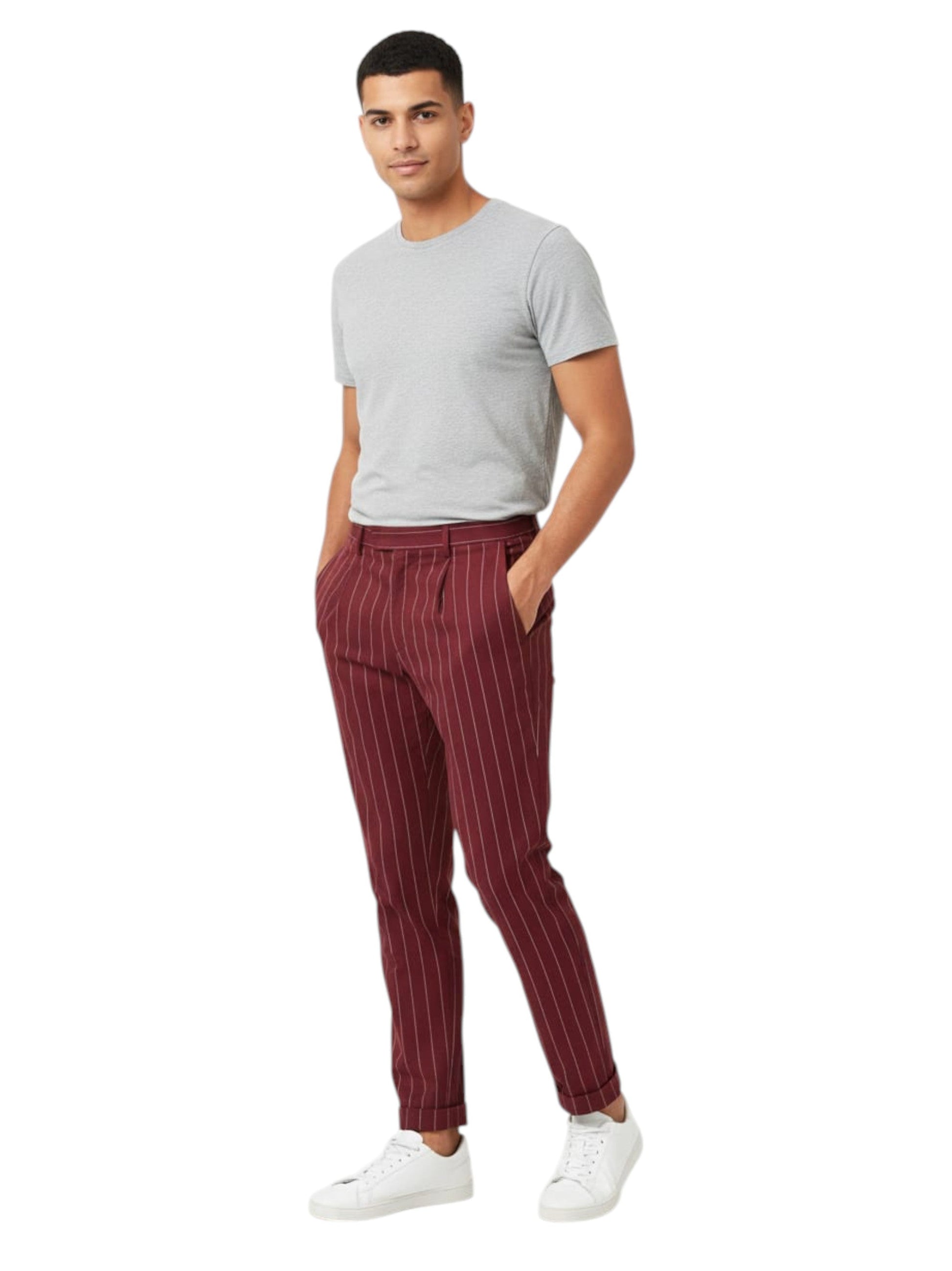 Men's Striped Classic Pant,Red